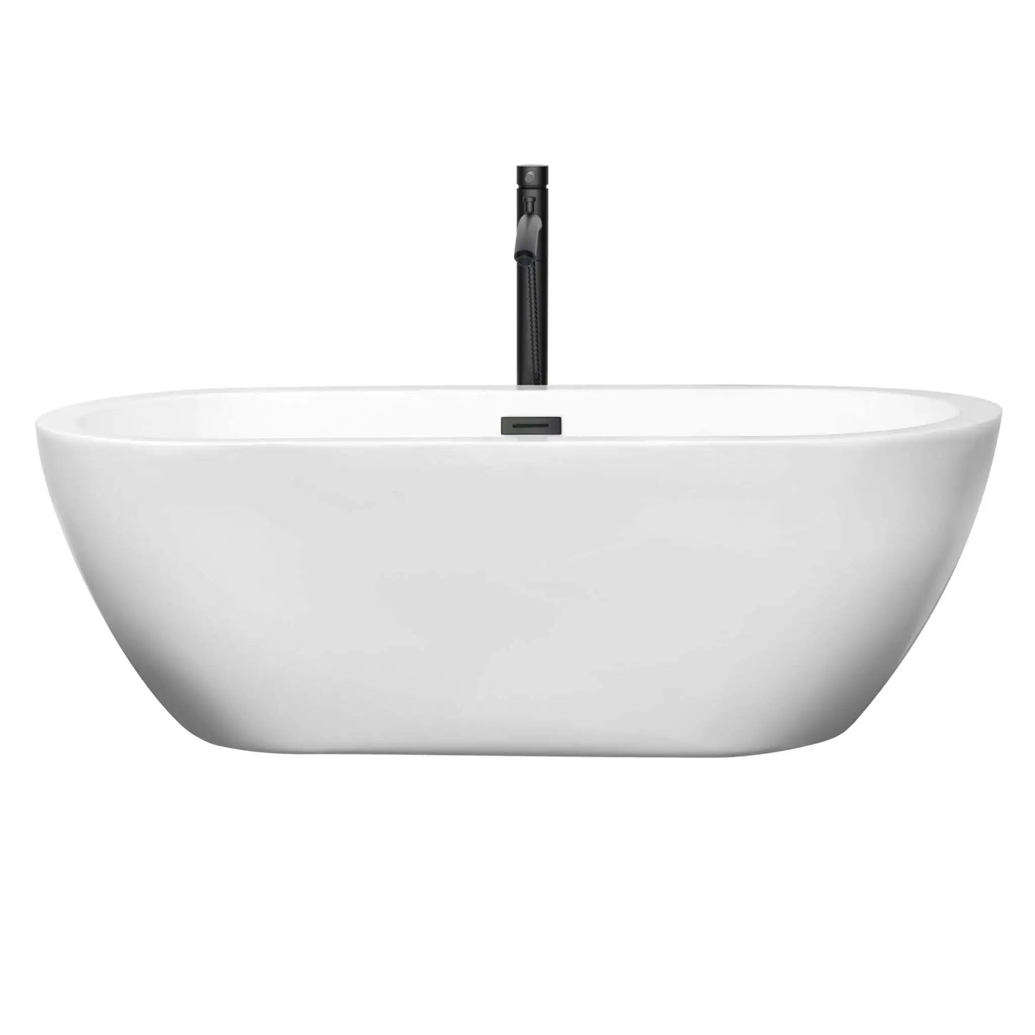 68" White Freestanding Bathtub with Matte Black Faucet - Soho by Wyndham (WCOBT100268MBATPBK) image 2