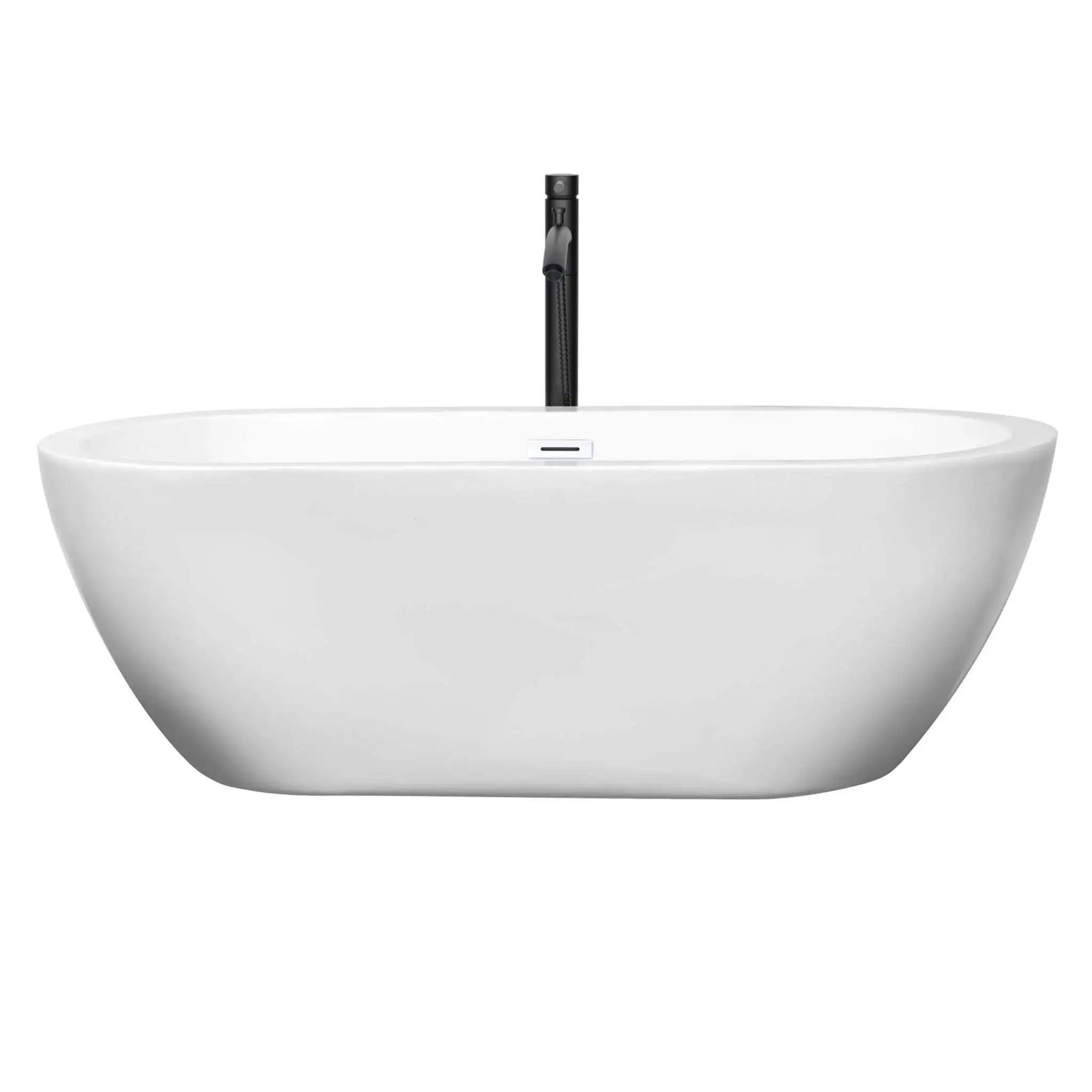 68" White Freestanding Bathtub with Matte Black Faucet - Soho by Wyndham (WCOBT100268SWATPBK) image 2