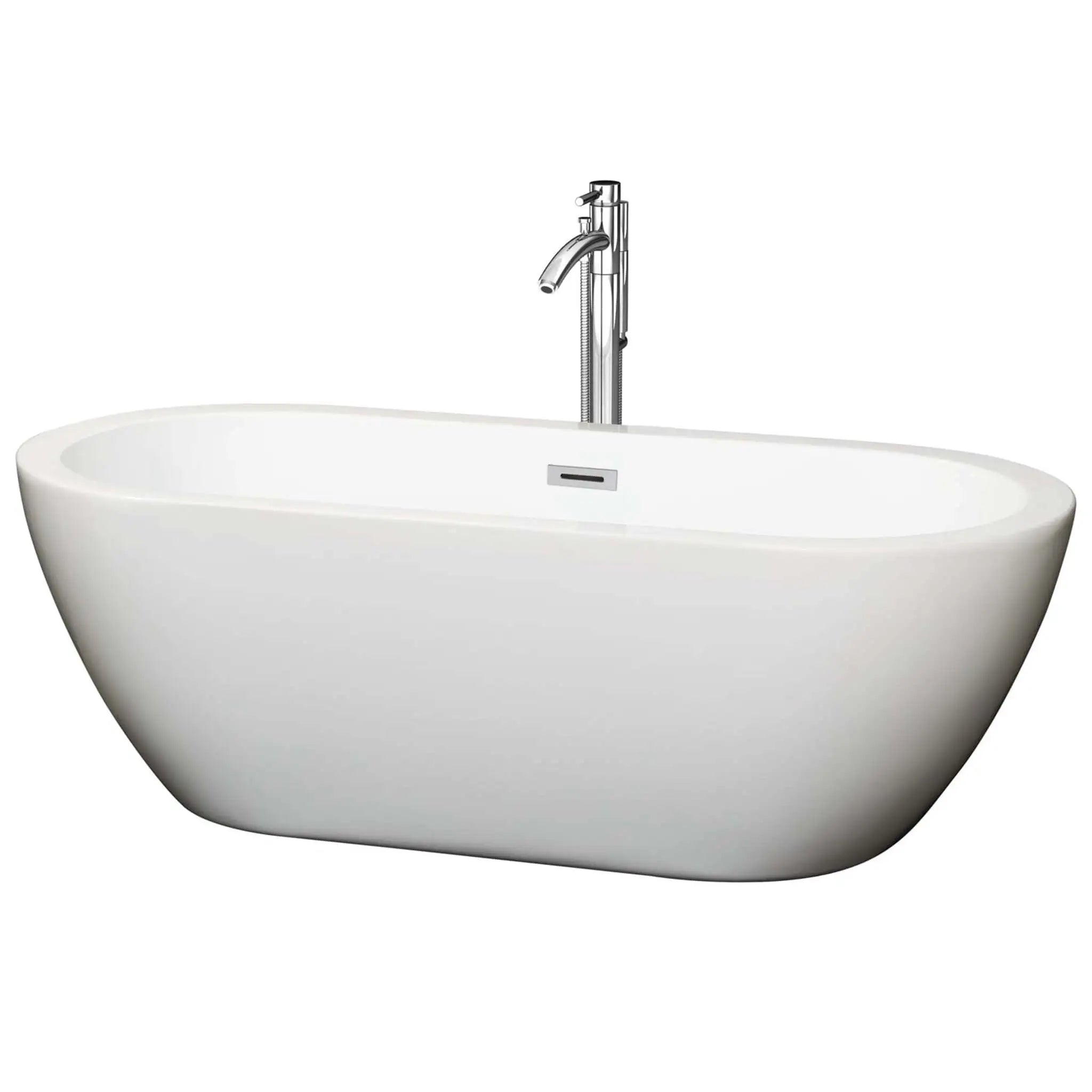 68" White Freestanding Bathtub with Polished Chrome Faucet - Soho by Wyndham (WCOBT100268ATP11PC) image