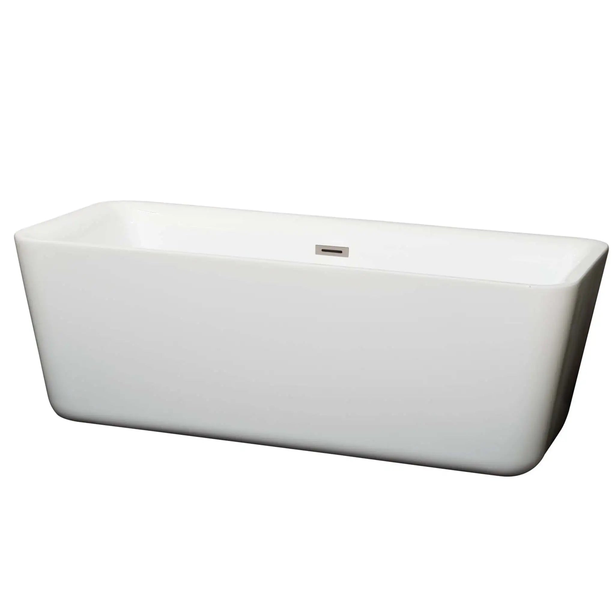 69" White Freestanding Bathtub, Brushed Nickel Trim - Emily by Wyndham (WCOBT100169BNTRIM) image