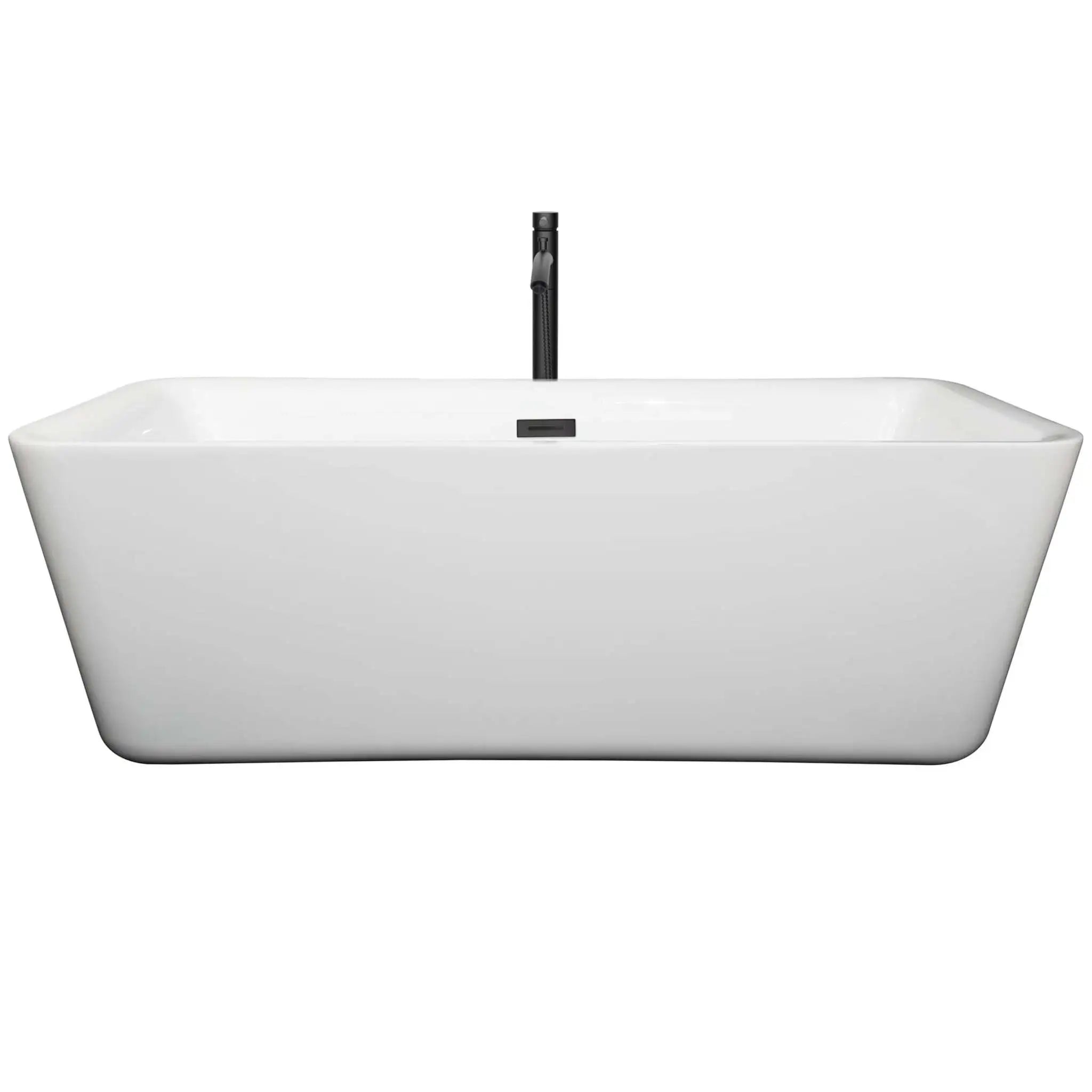 69" White Freestanding Bathtub with Matte Black Faucet - Emily by Wyndham (WCOBT100169MBATPBK) image 2