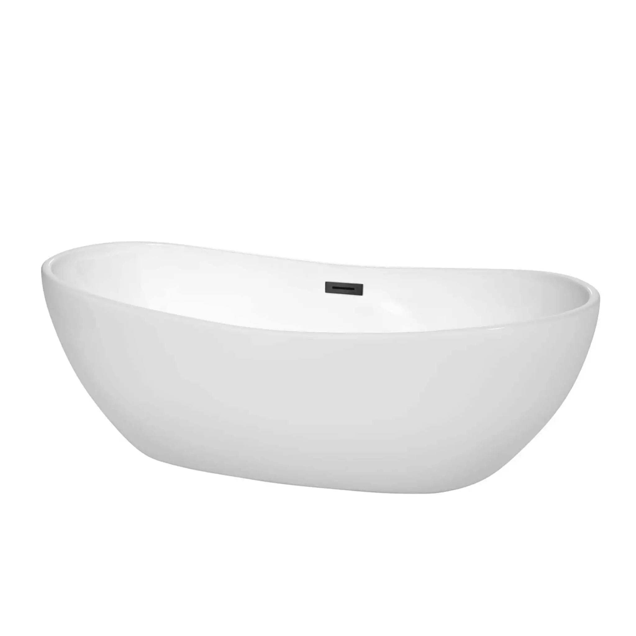 70" White Freestanding Bathtub, Matte Black Trim - Rebecca by Wyndham (WCOBT101470MBTRIM) image