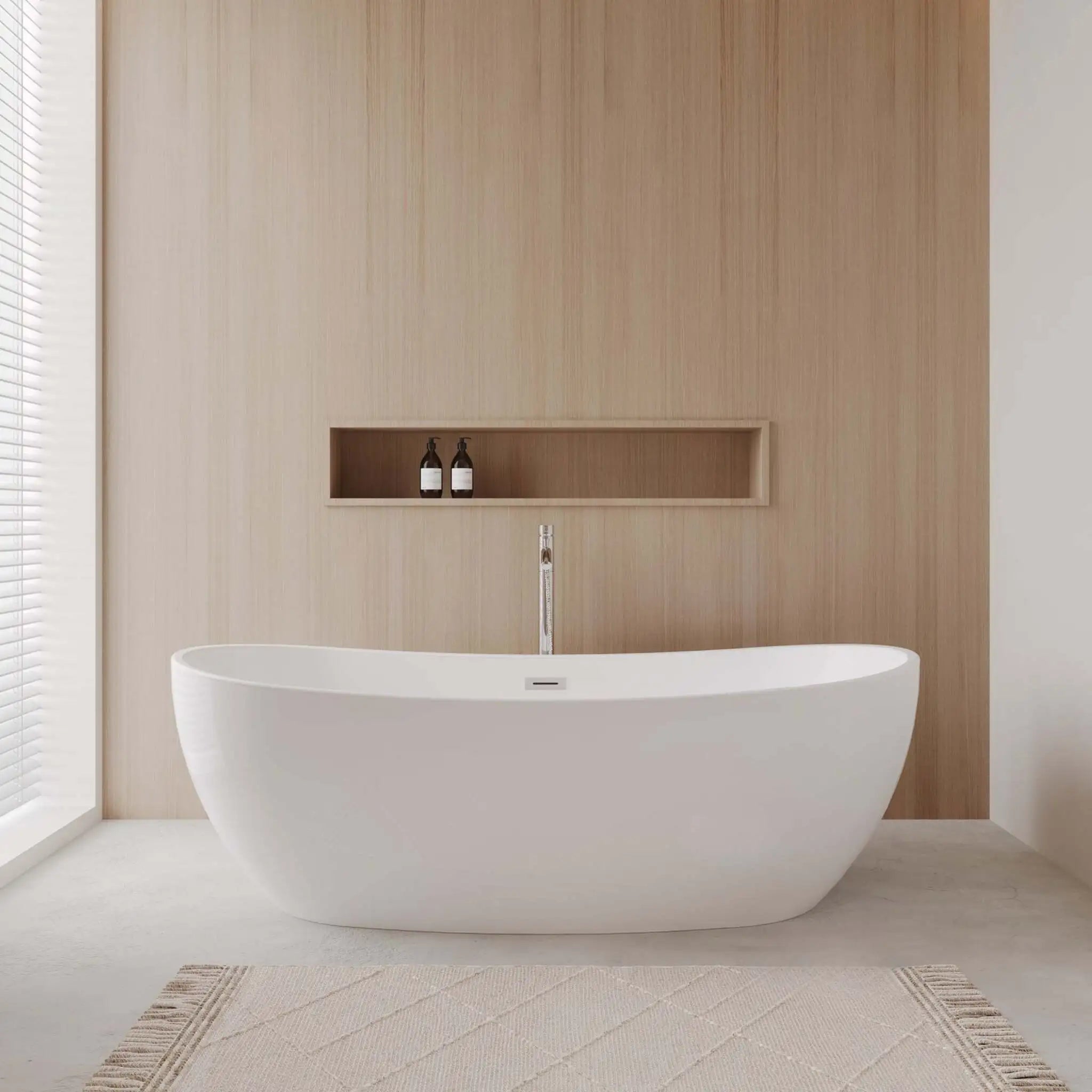 70" White Freestanding Bathtub with Polished Chrome Faucet - Rebecca by Wyndham (WCOBT101470ATP11PC) image 1
