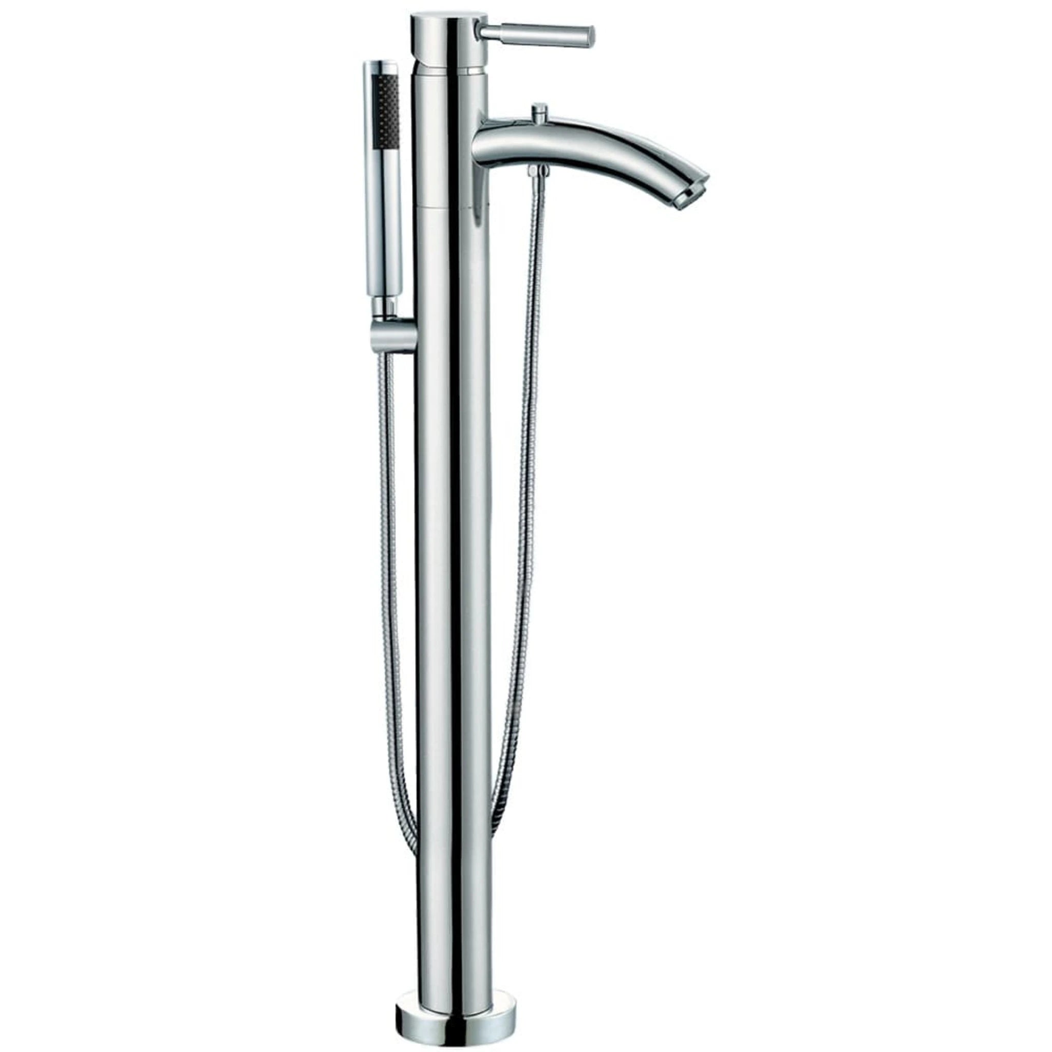70" White Freestanding Bathtub with Polished Chrome Faucet - Rebecca by Wyndham (WCOBT101470ATP11PC) image 6