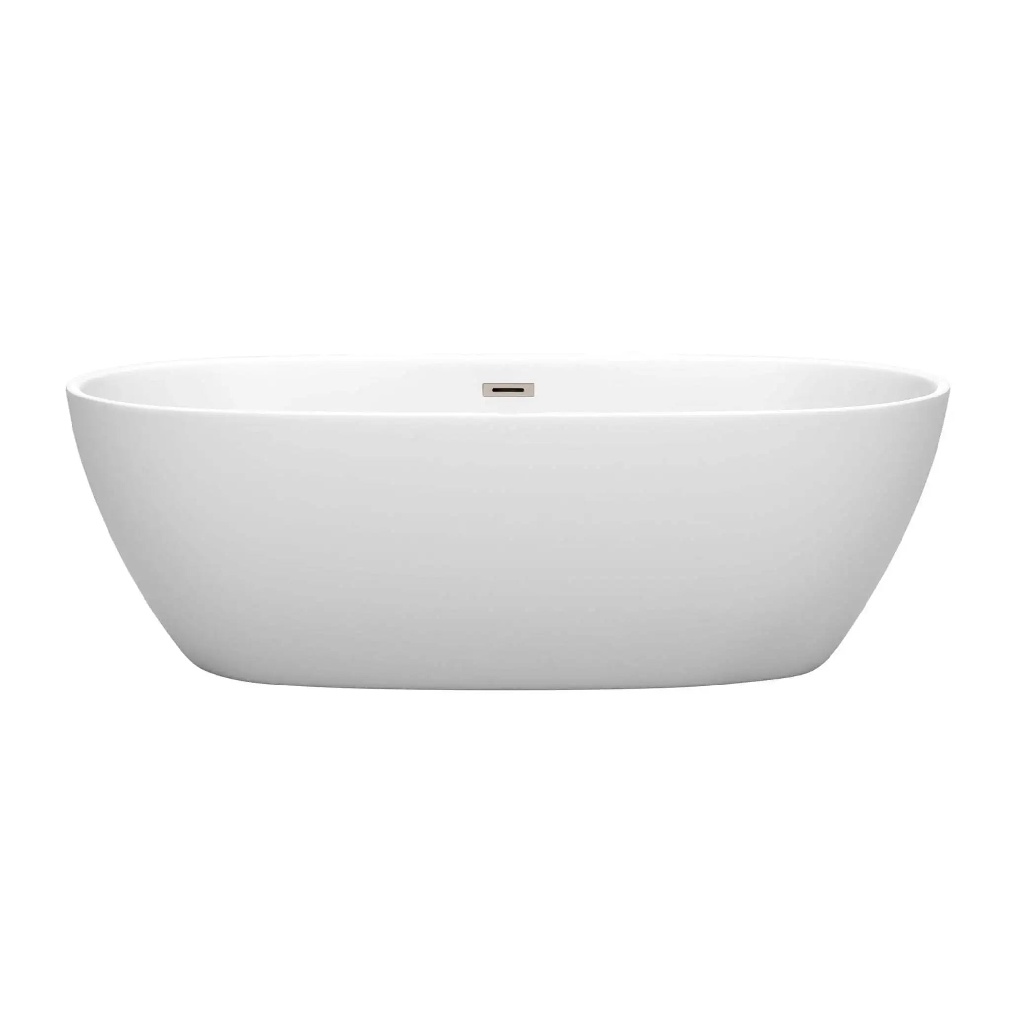 71" Matte White Freestanding Bathtub, Brushed Nickel Trim - Juno by Wyndham (WCBTE306171MWBNTRIM) image 2