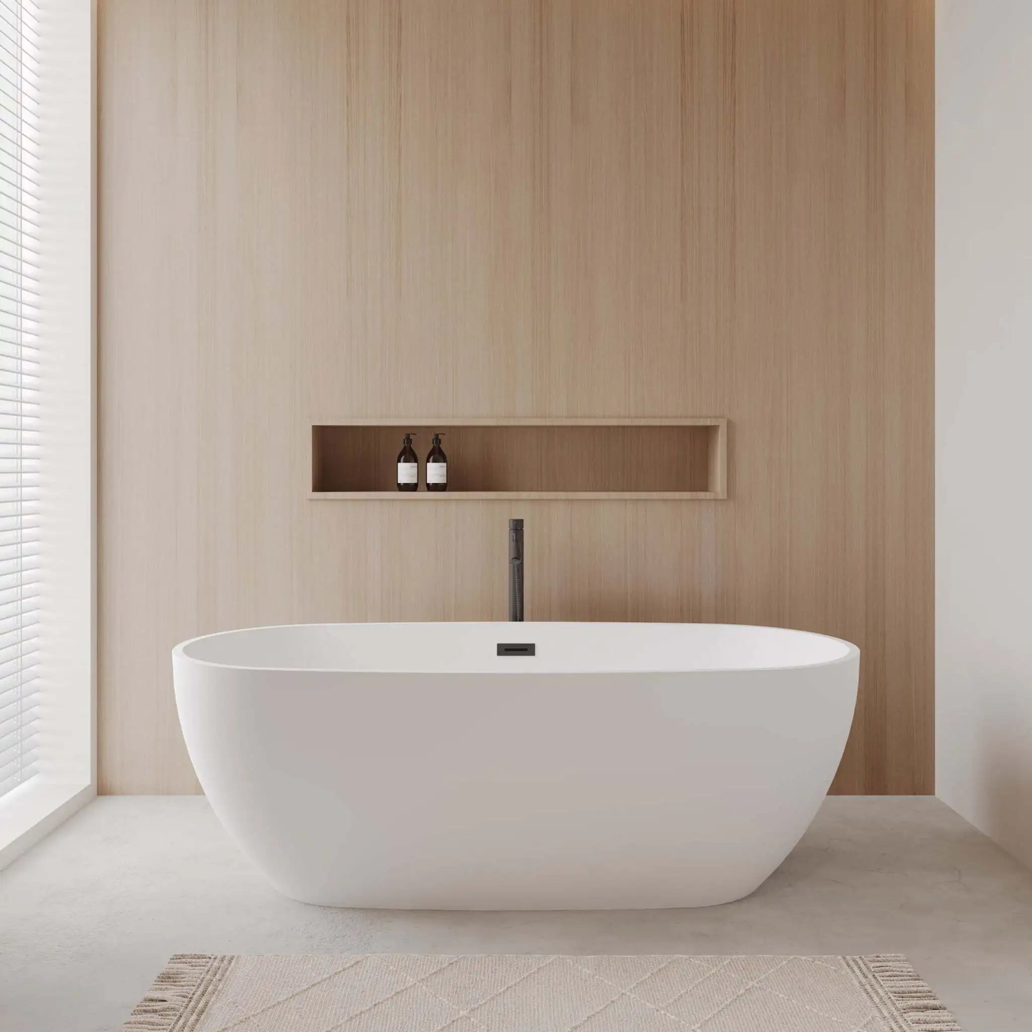 71" Matte White Freestanding Bathtub with Matte Black Faucet - Juno by Wyndham (WCBTE306171MWMBATPBK) image 1