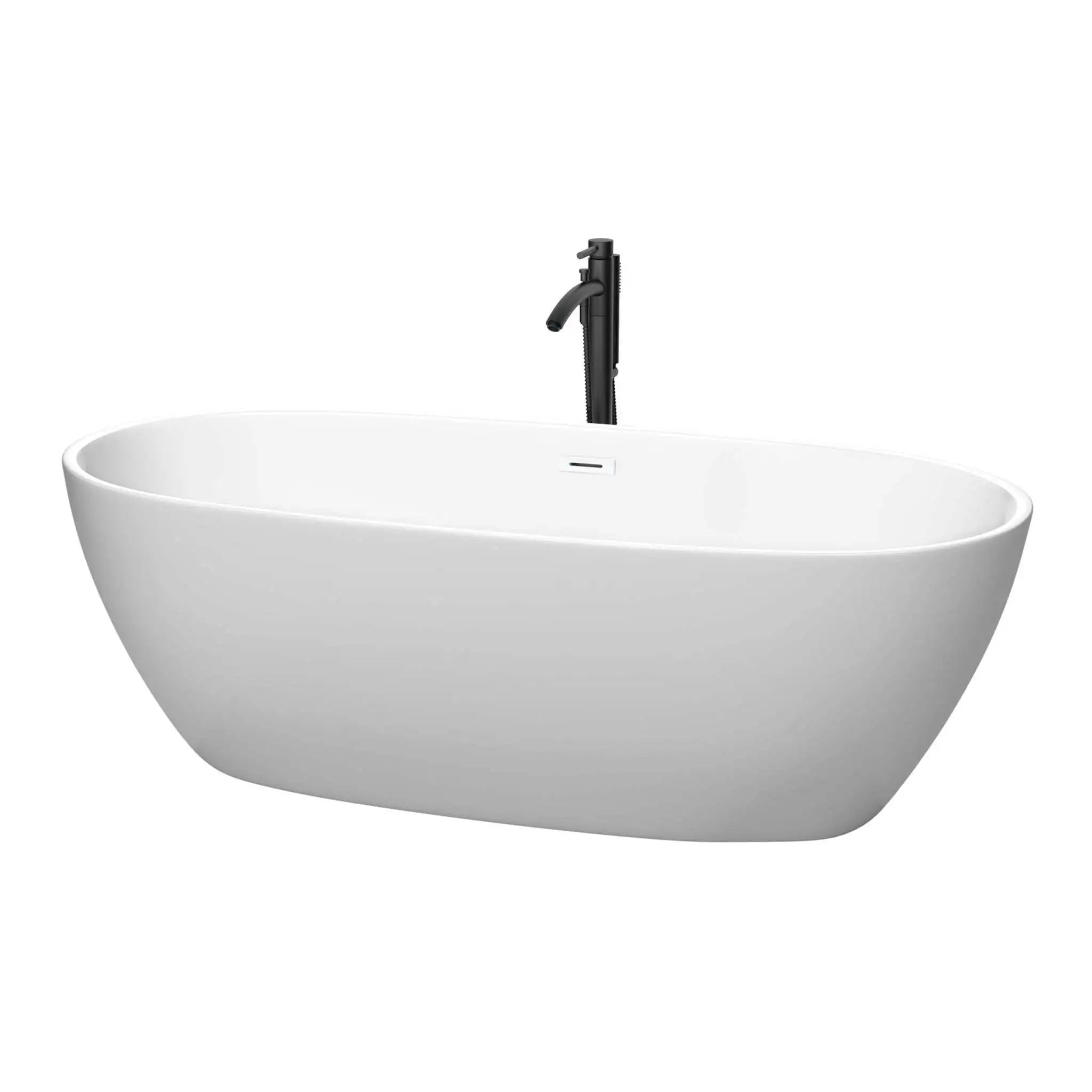 71" Matte White Freestanding Bathtub with Matte Black Faucet - Juno by Wyndham (WCBTE306171MWSWATPBK) image