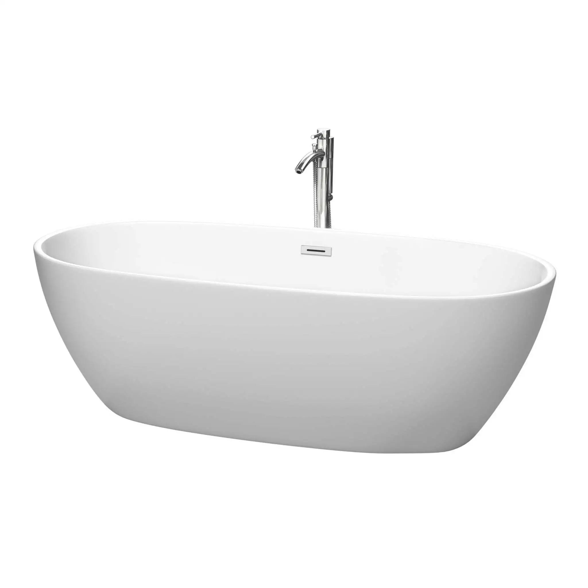 71" Matte White Freestanding Bathtub with Polished Chrome - Juno by Wyndham (WCBTE306171MWATP11PC) image