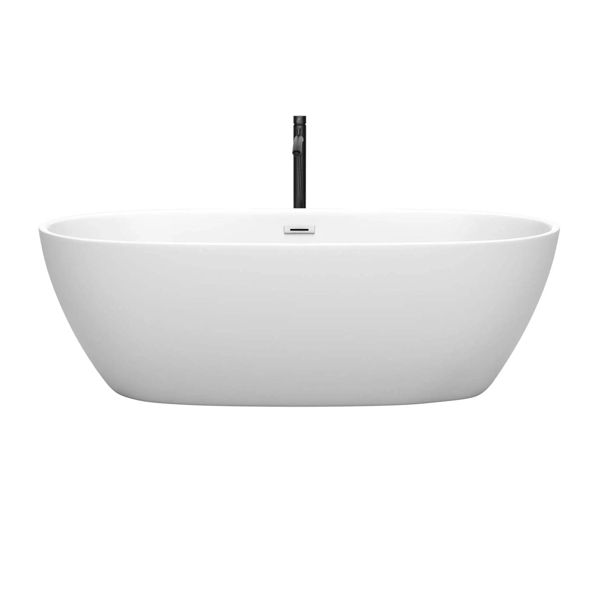 71" Matte White Freestanding Bathtub with Polished Chrome - Juno by Wyndham (WCBTE306171MWPCATPBK) image 2