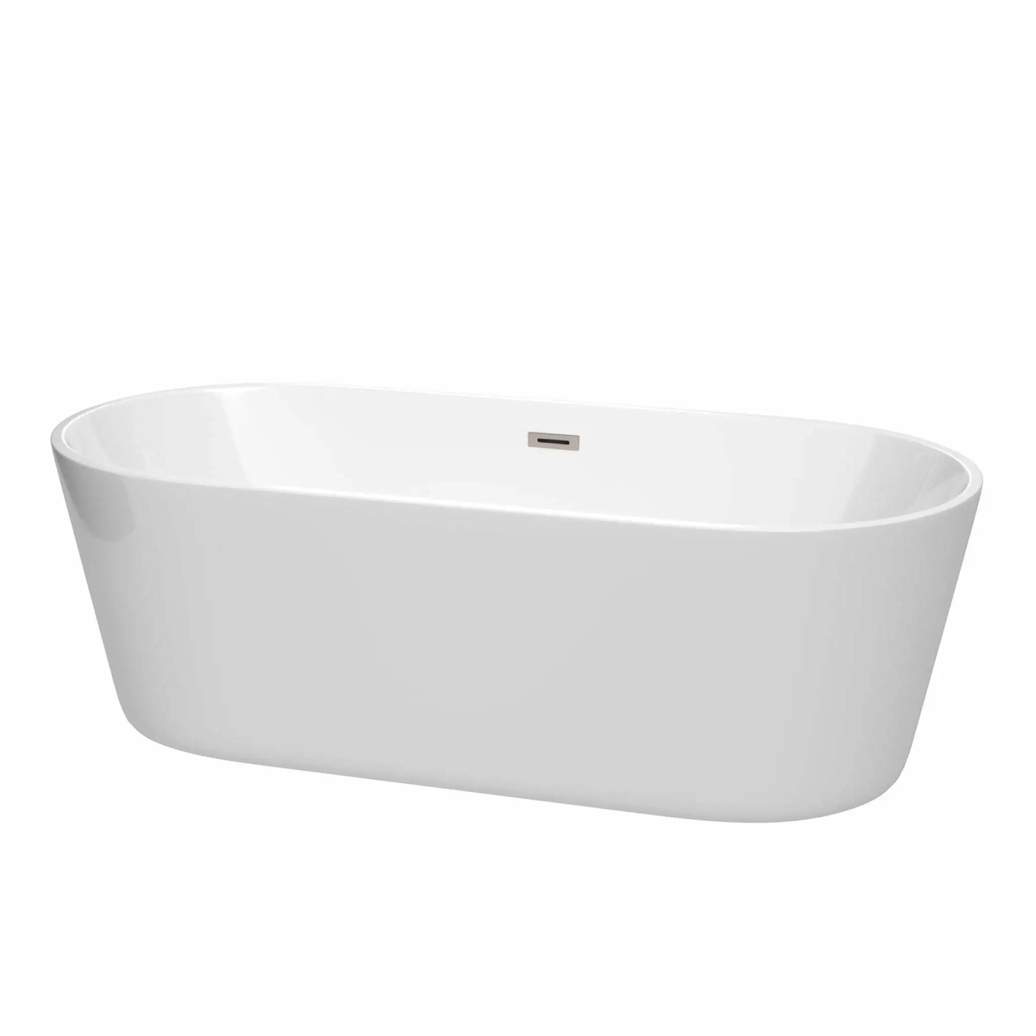 71" White Freestanding Bathtub, Brushed Nickel Trim - Carissa by Wyndham (WCOBT101271BNTRIM) image