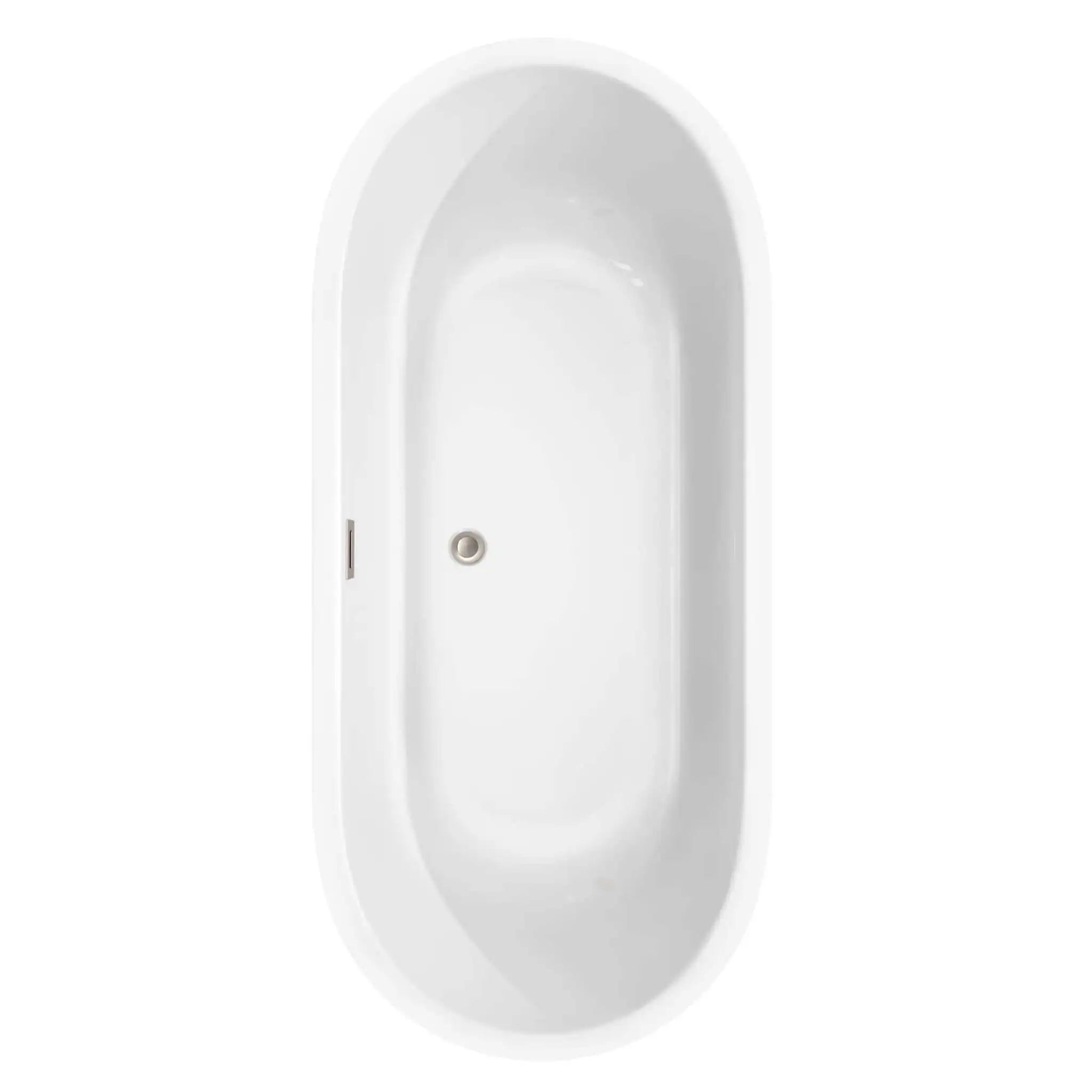 71" White Freestanding Bathtub, Brushed Nickel Trim - Juliette by Wyndham (WCOBT101371BNTRIM) image 3