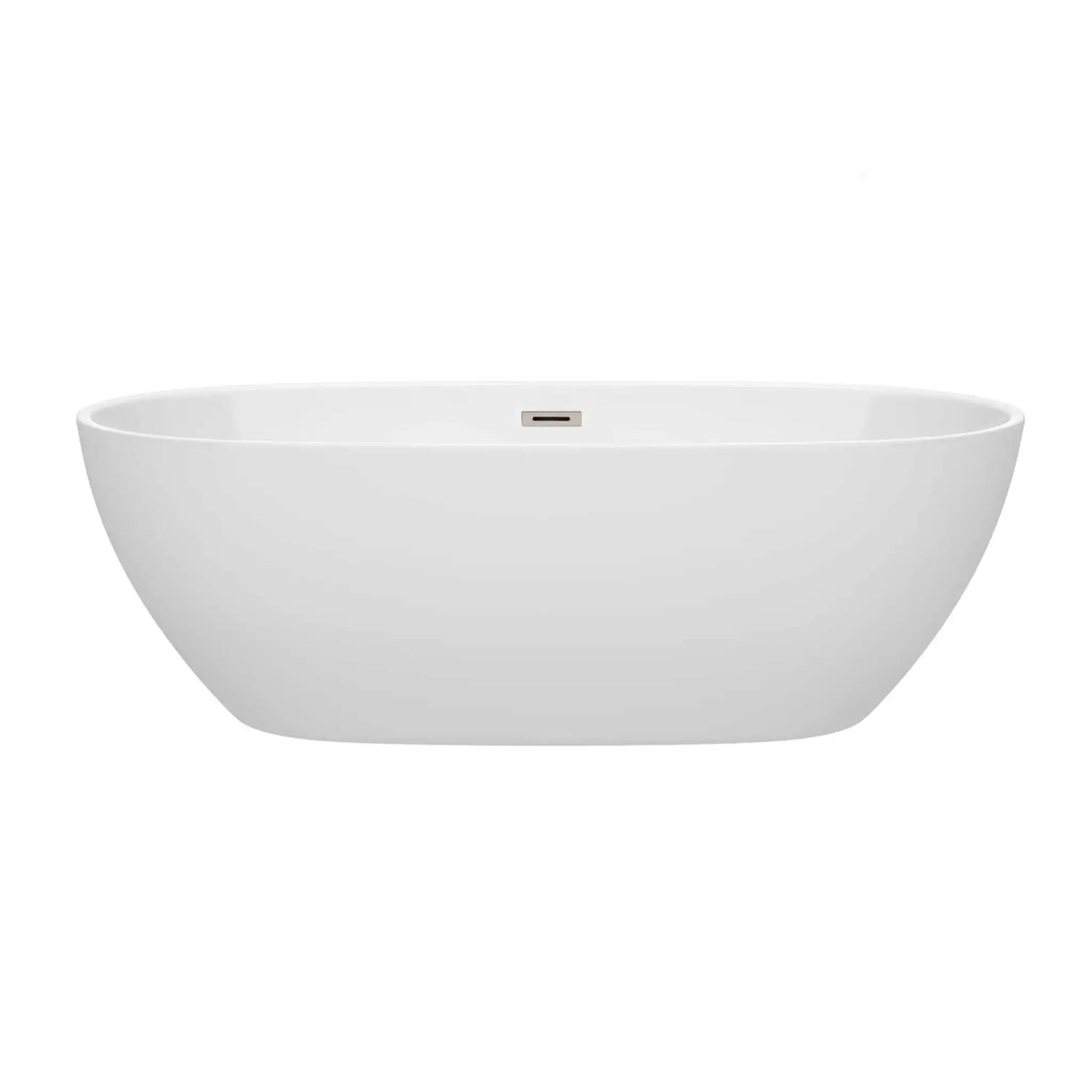 71" White Freestanding Bathtub, Brushed Nickel Trim - Juno by Wyndham (WCBTK156171BNTRIM) image 2