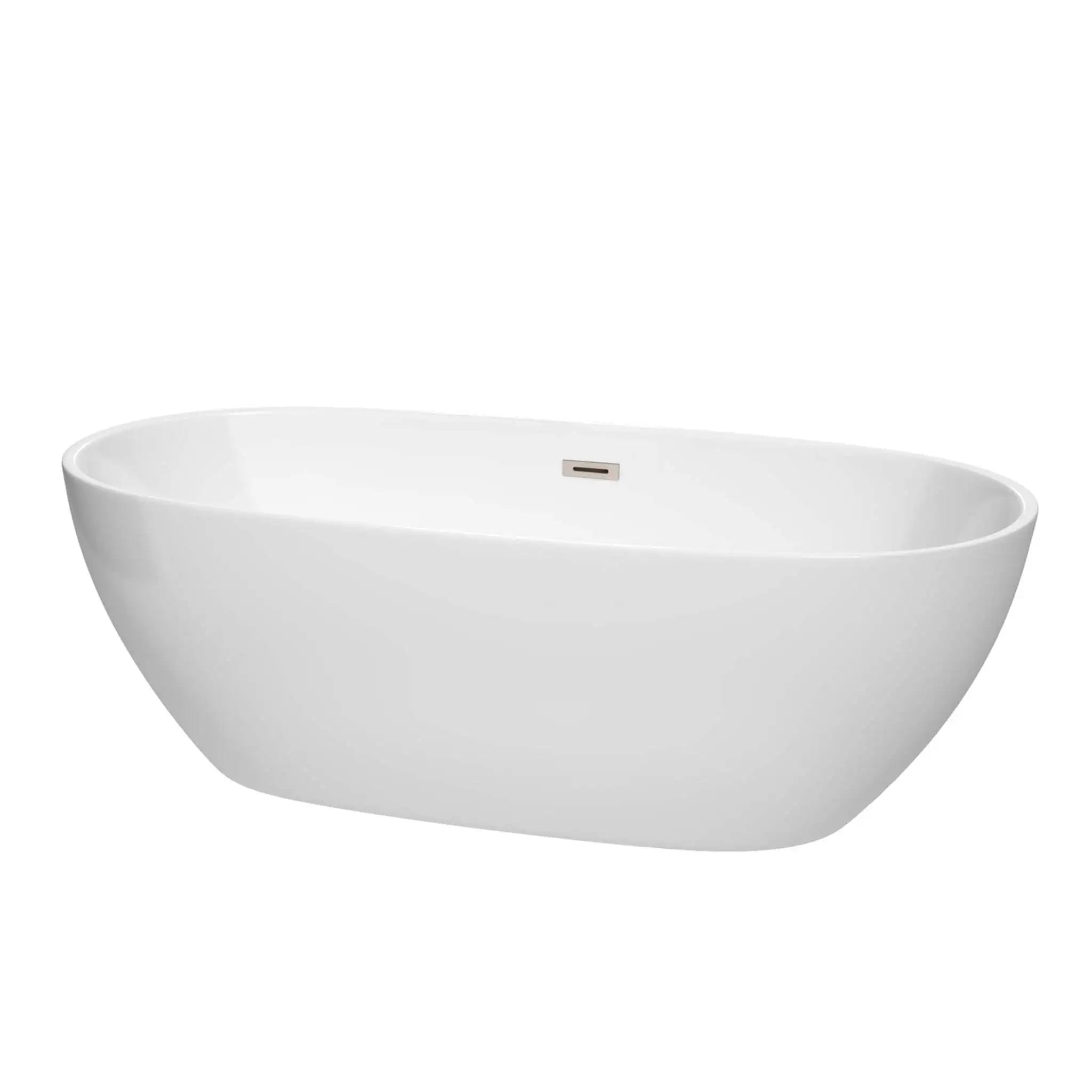 71" White Freestanding Bathtub, Brushed Nickel Trim - Juno by Wyndham (WCBTK156171BNTRIM) image