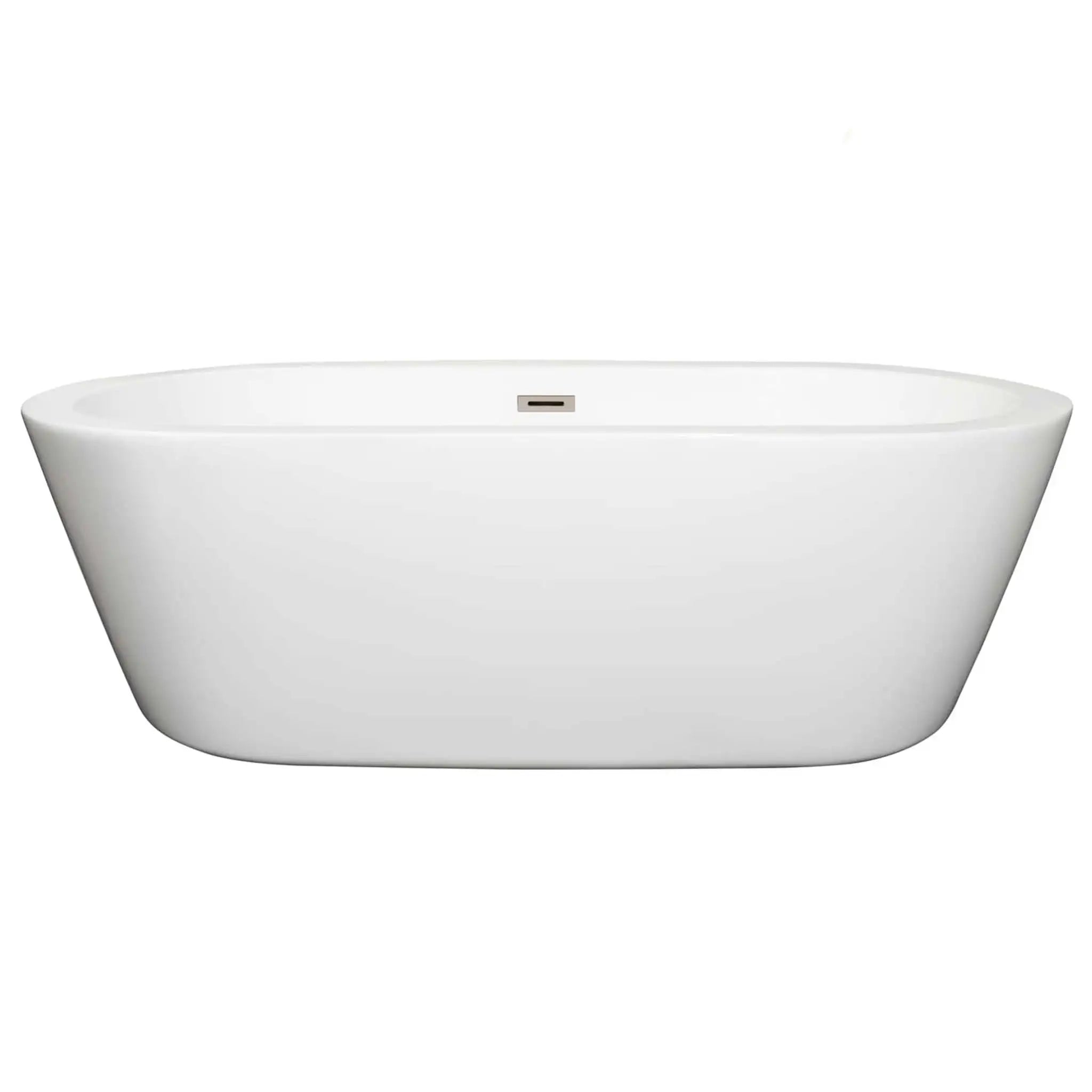 71" White Freestanding Bathtub, Brushed Nickel Trim - Mermaid by Wyndham (WCOBT100371BNTRIM) image 2
