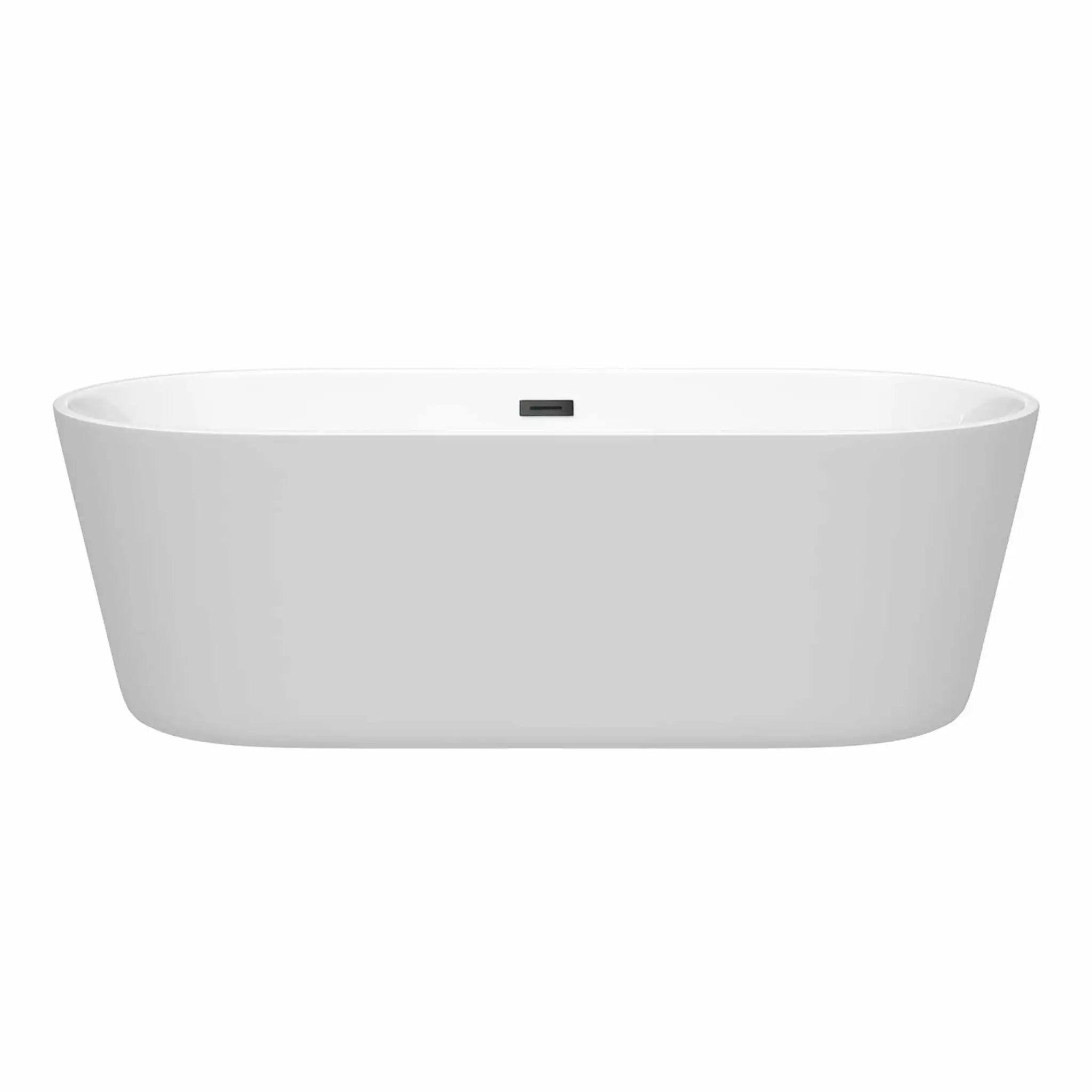 71" White Freestanding Bathtub, Matte Black Trim - Carissa by Wyndham (WCOBT101271MBTRIM) image 2