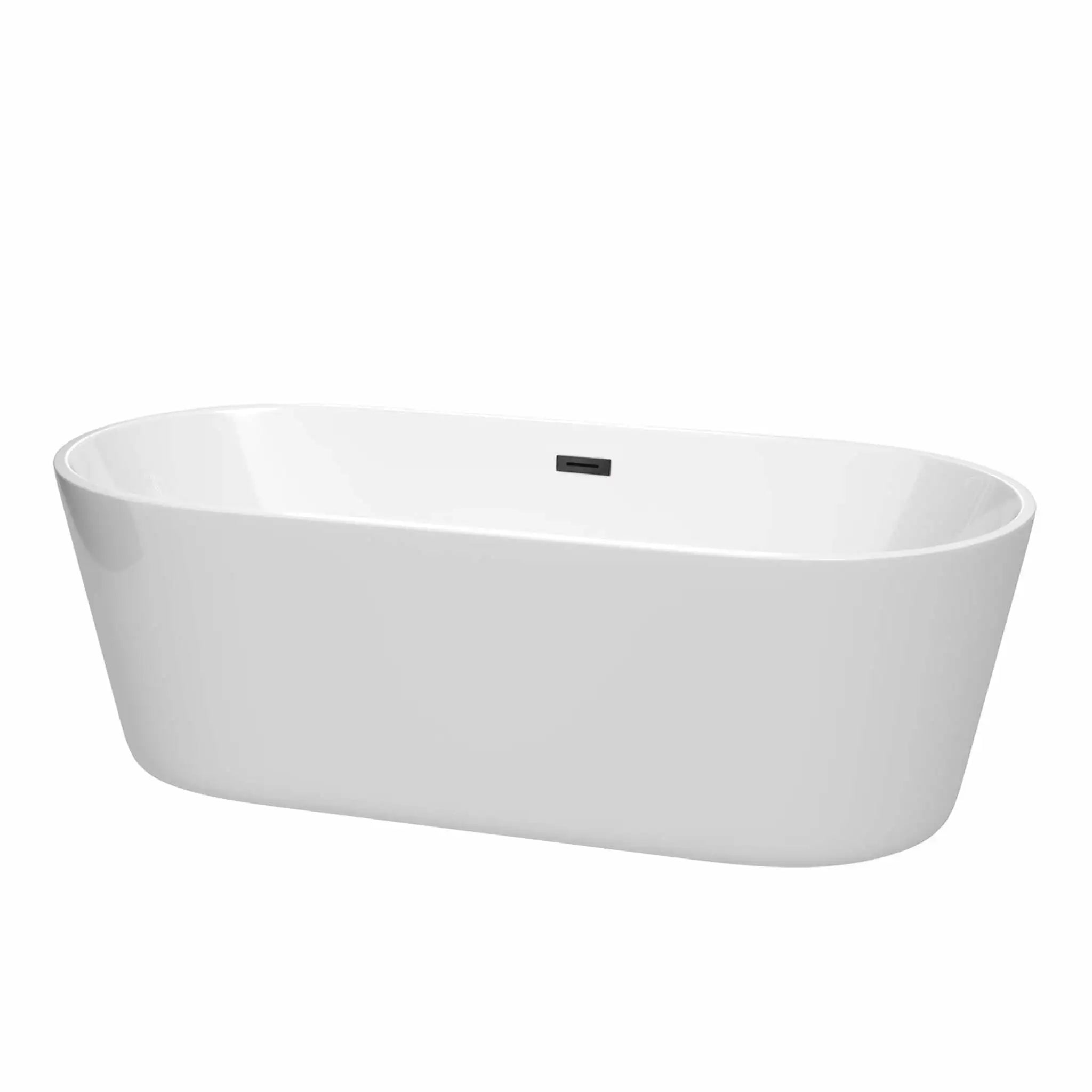 71" White Freestanding Bathtub, Matte Black Trim - Carissa by Wyndham (WCOBT101271MBTRIM) image