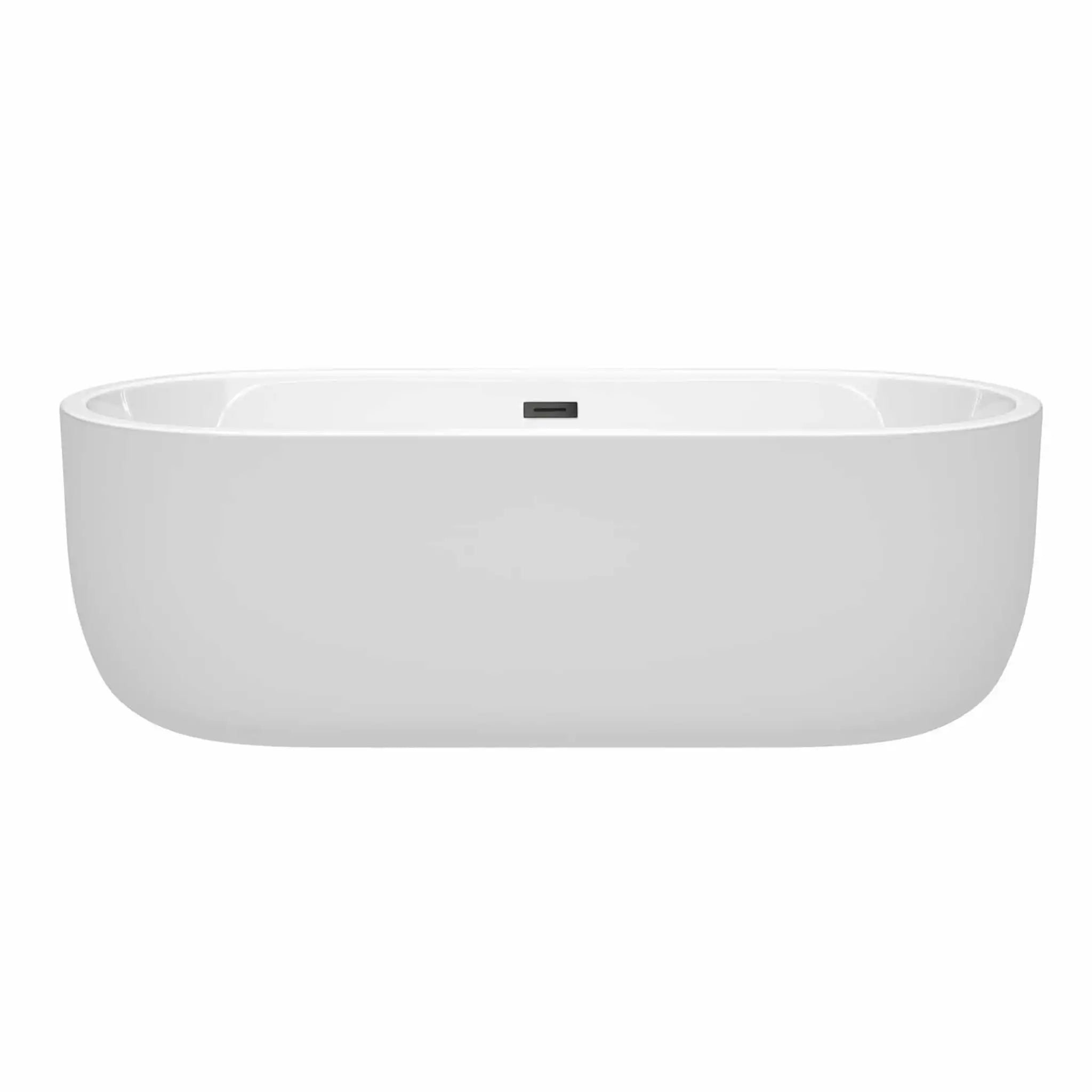 71" White Freestanding Bathtub, Matte Black Trim - Juliette by Wyndham (WCOBT101371MBTRIM) image 2