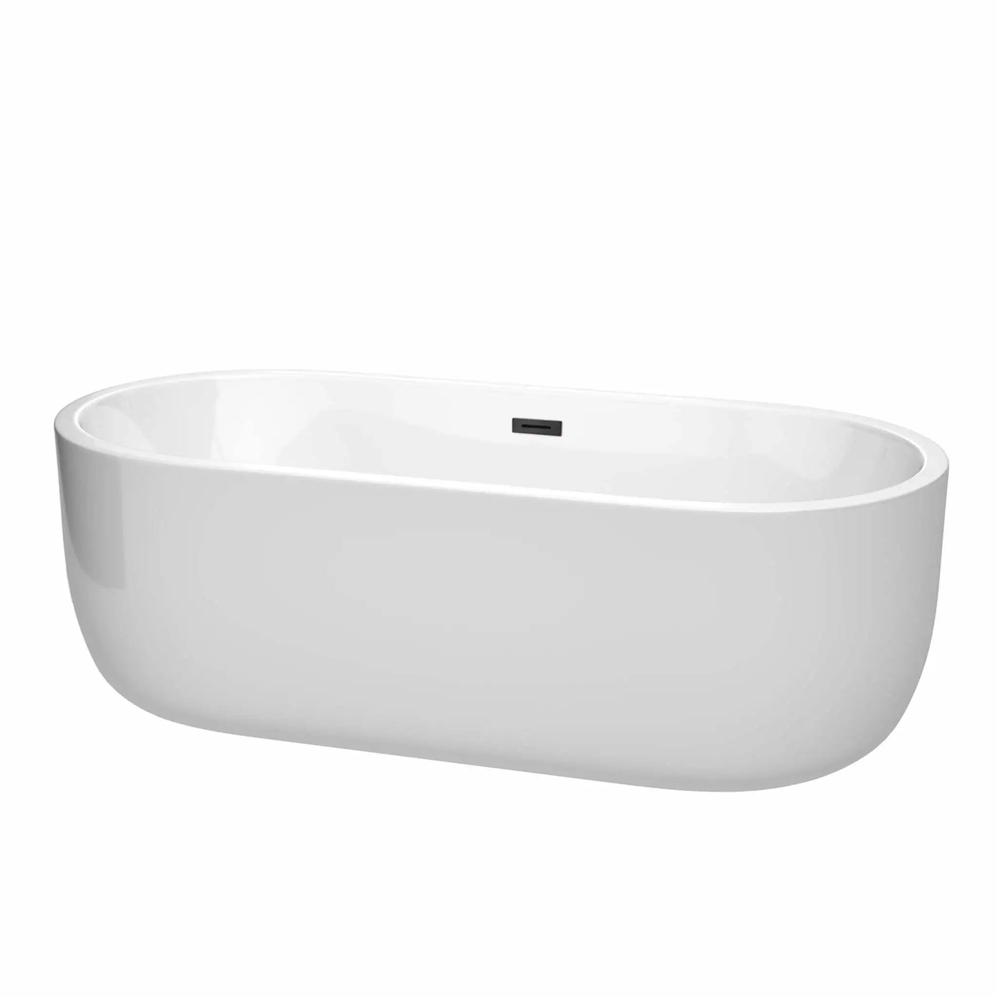 71" White Freestanding Bathtub, Matte Black Trim - Juliette by Wyndham (WCOBT101371MBTRIM) image