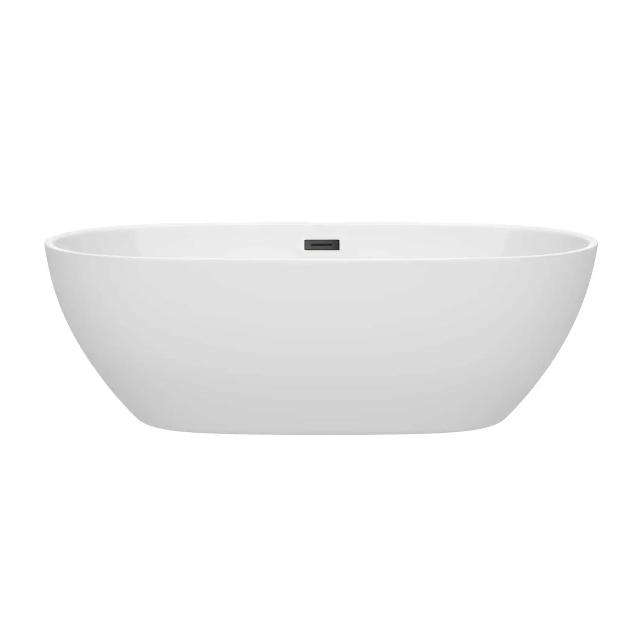 71" White Freestanding Bathtub, Matte Black Trim - Juno by Wyndham (WCBTK156171MBTRIM) image 2