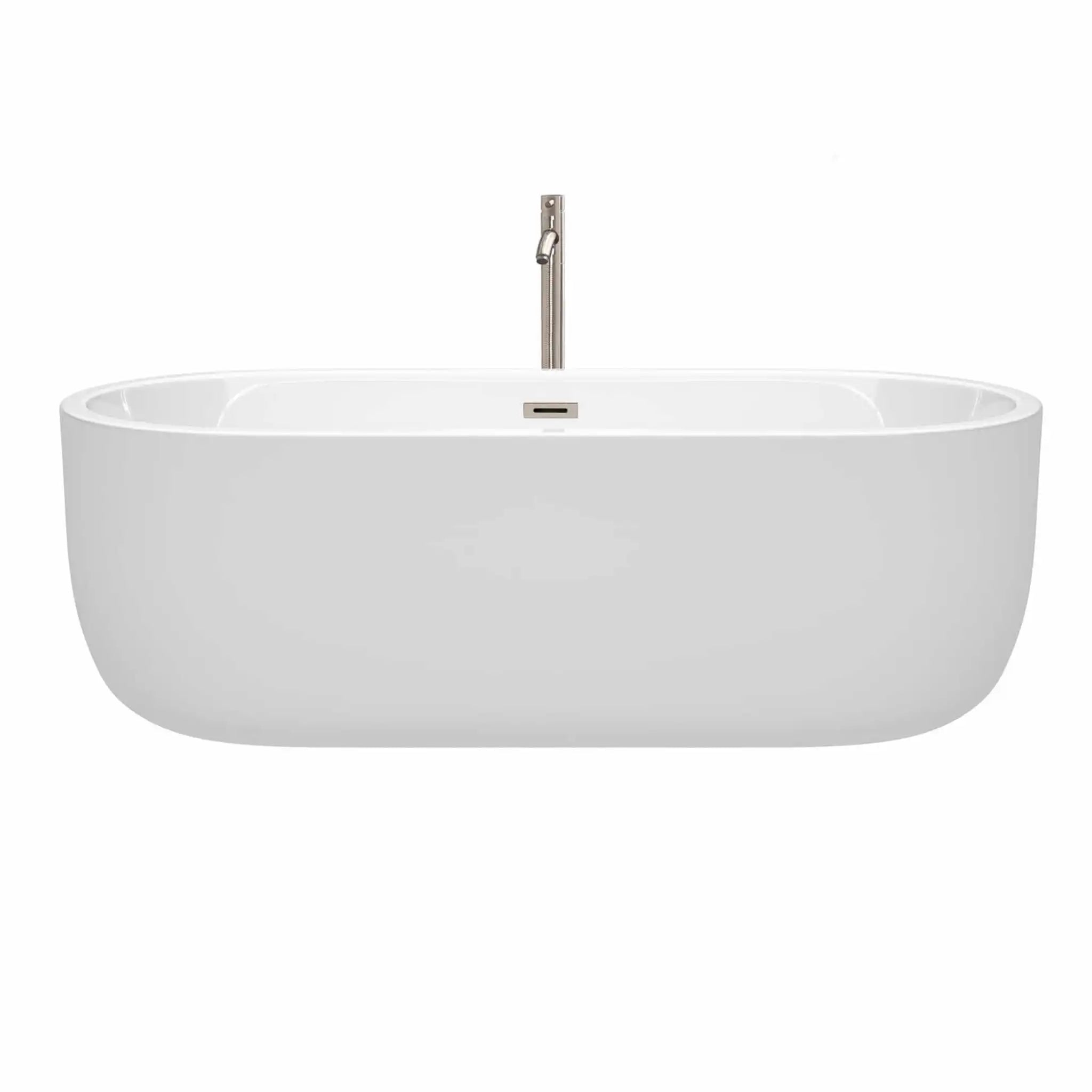71" White Freestanding Bathtub with Brushed Nickel Faucet - Juliette by Wyndham (WCOBT101371ATP11BN) image 2