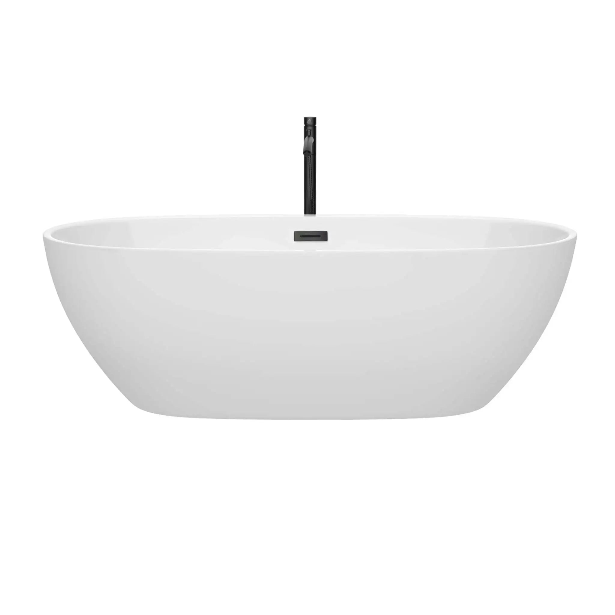 71" White Freestanding Bathtub with Matte Black Faucet - Juno by Wyndham (WCBTK156171MBATPBK) image 2