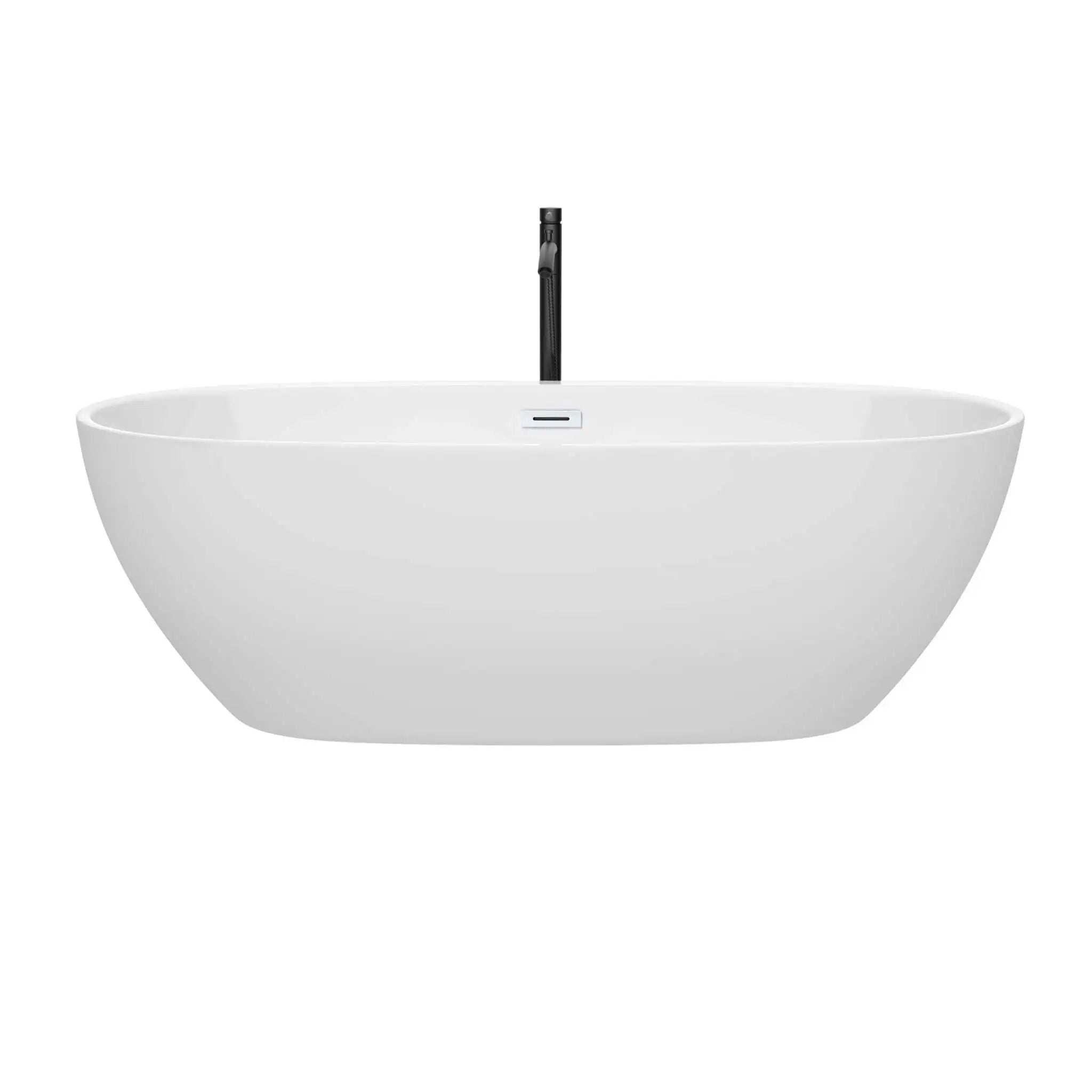 71" White Freestanding Bathtub with Matte Black Faucet - Juno by Wyndham (WCBTK156171SWATPBK) image 2