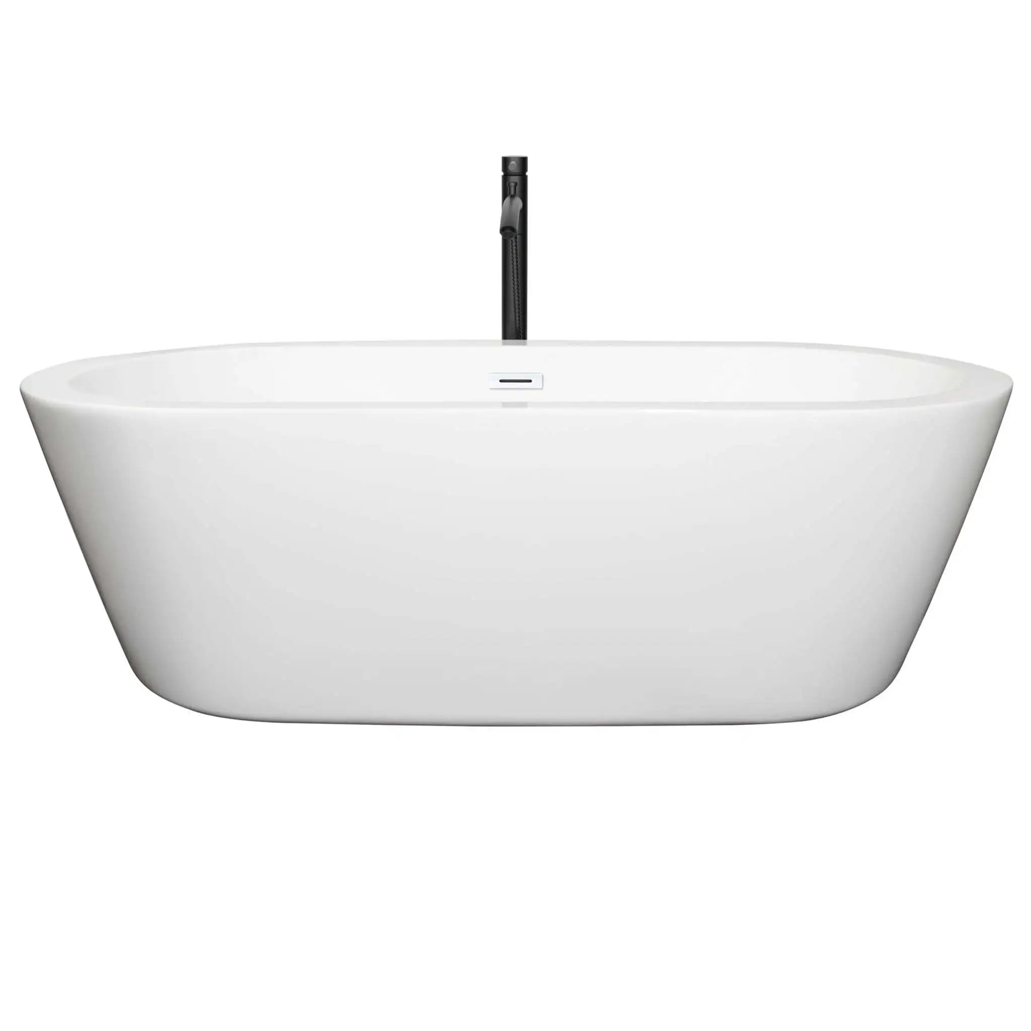 71" White Freestanding Bathtub with Matte Black Faucet - Mermaid by Wyndham (WCOBT100371SWATPBK) image 2