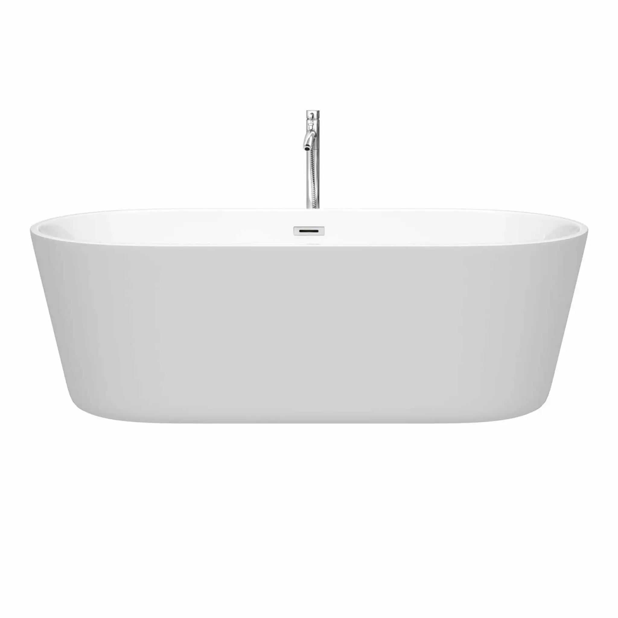 71" White Freestanding Bathtub with Polished Chrome Faucet - Carissa by Wyndham (WCOBT101271ATP11PC) image 2