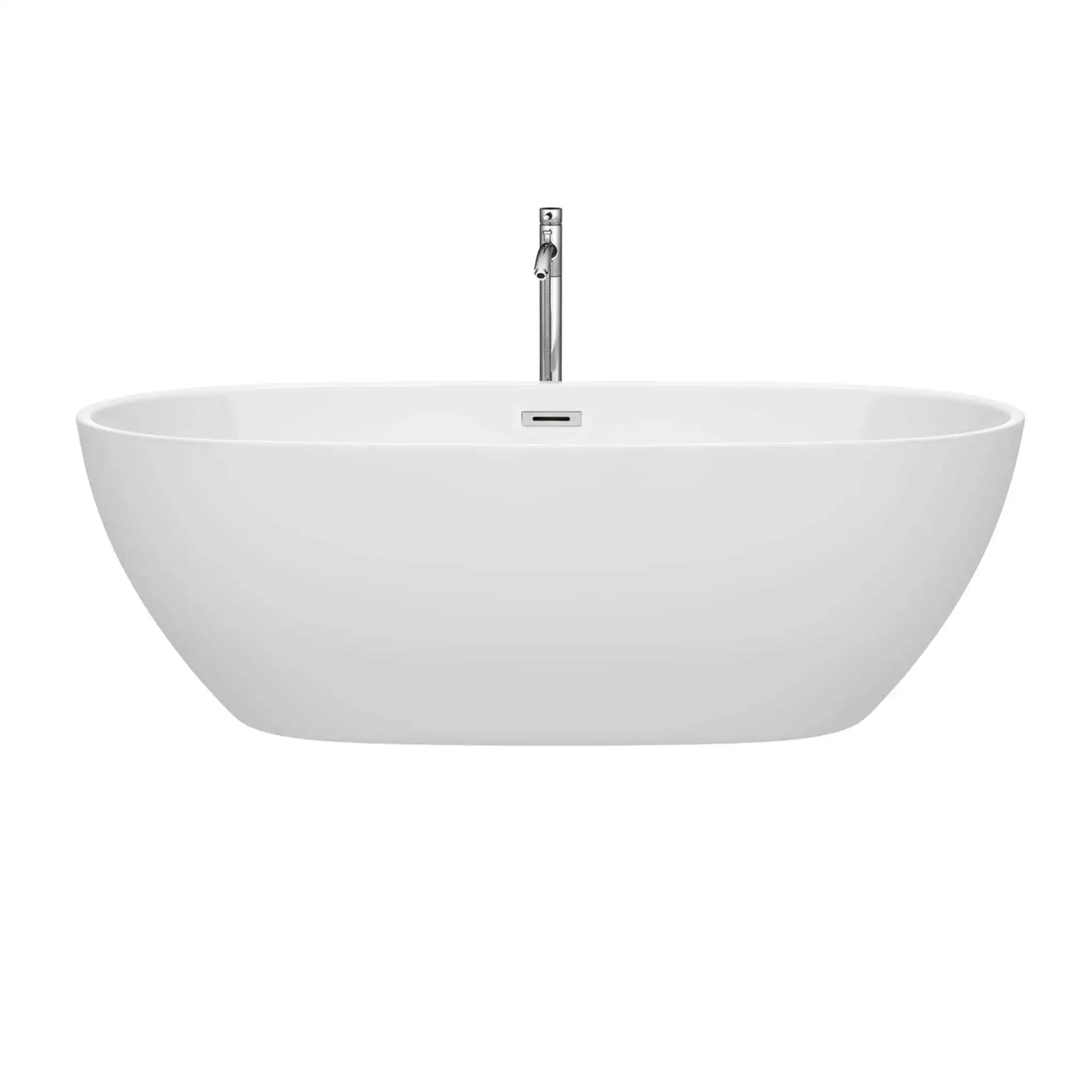 71" White Freestanding Bathtub with Polished Chrome Faucet - Juno by Wyndham (WCBTK156171ATP11PC) image 2