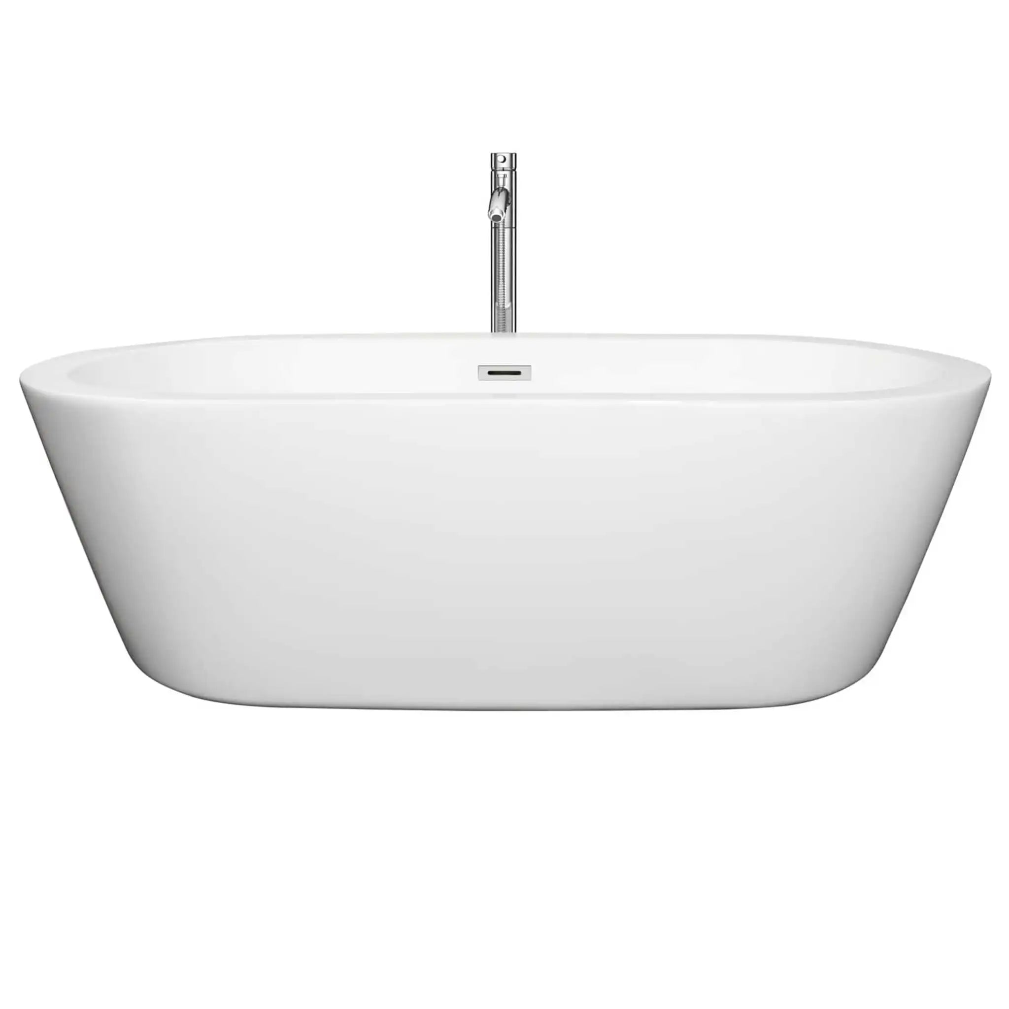 71" White Freestanding Bathtub with Polished Chrome Faucet - Mermaid by Wyndham (WCOBT100371ATP11PC) image 2