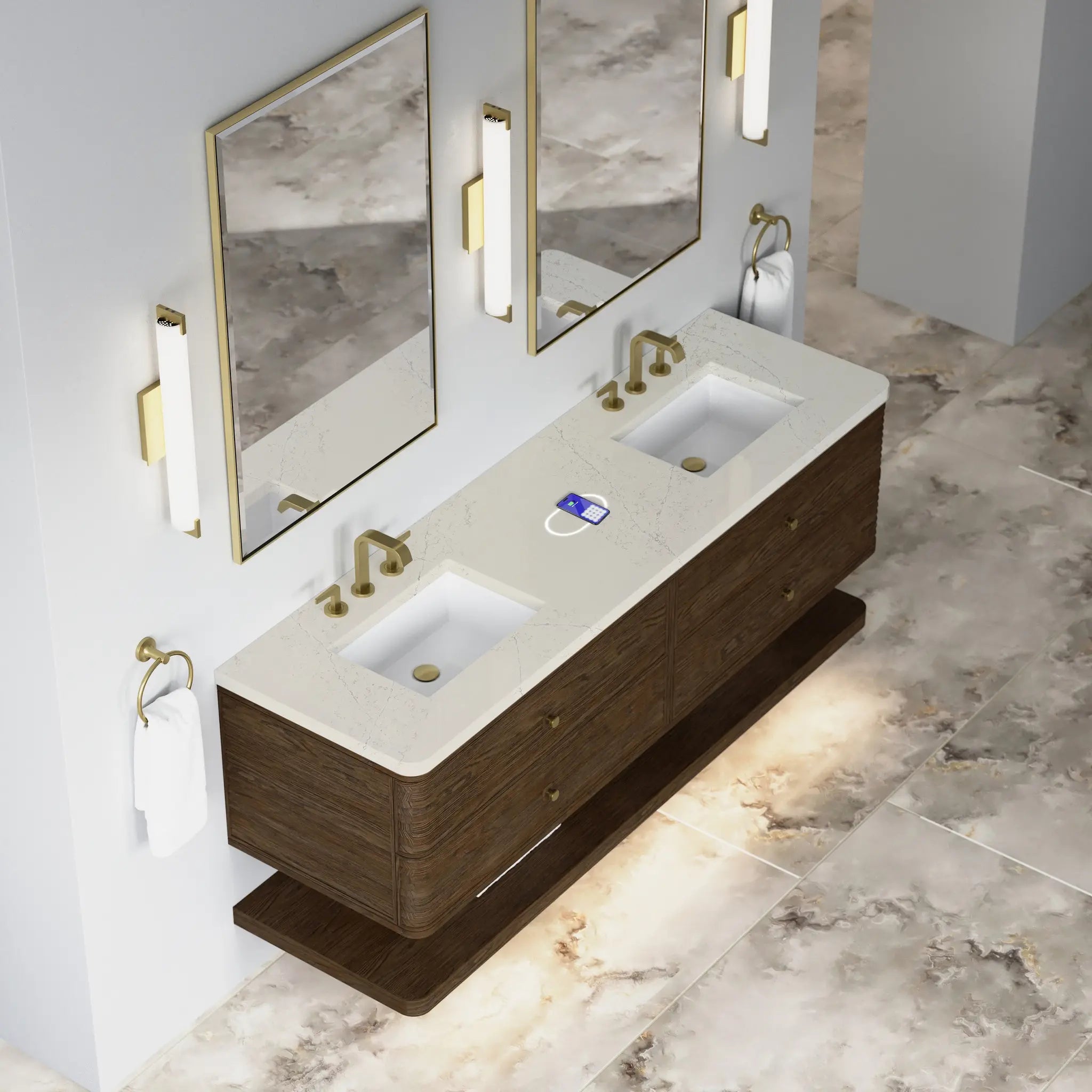 72 Allamari Double Vanity In Sable Power Enabled Siberian Silestone 8 Widespread 9
