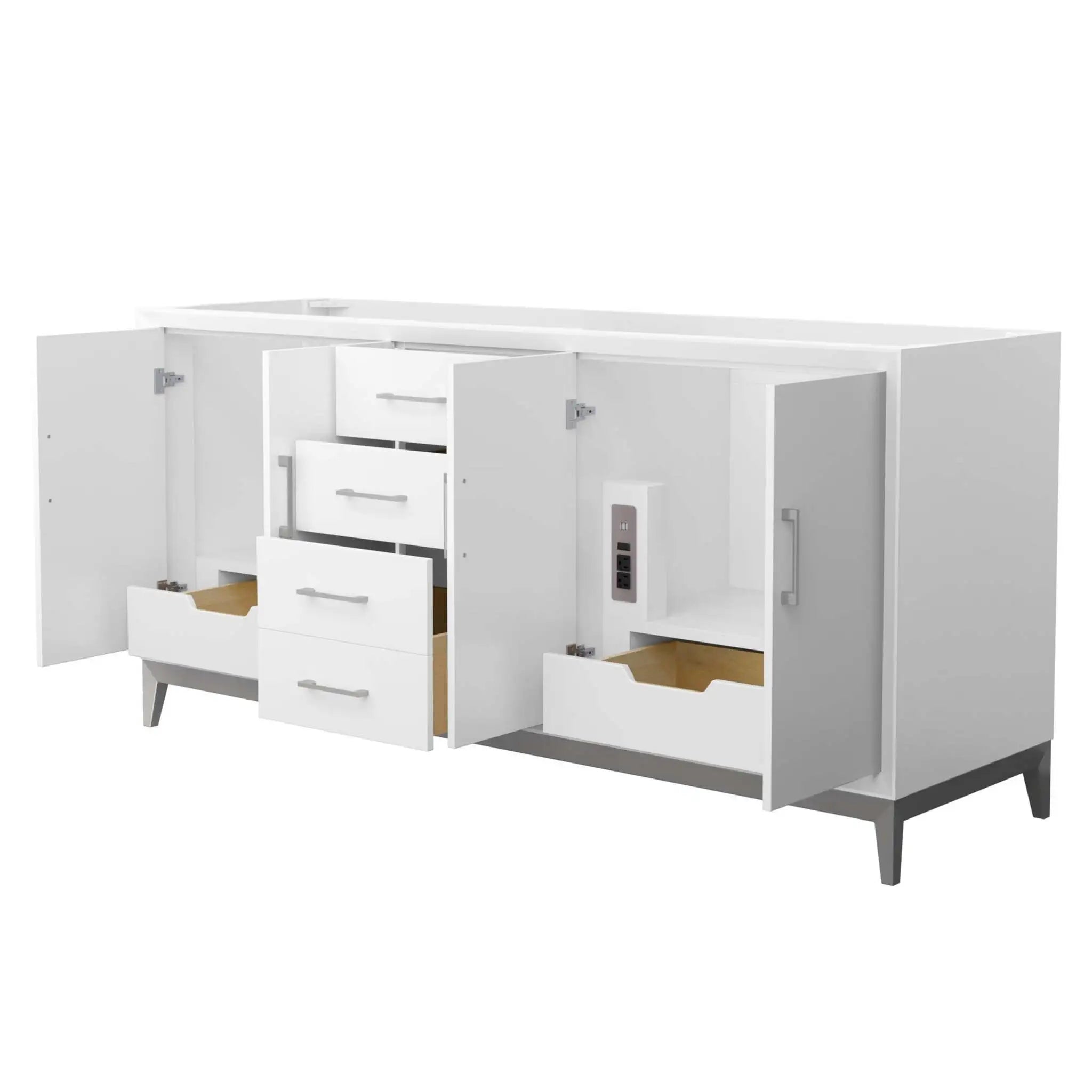 72" Amici Double Bathroom Vanity in White with Brushed Nickel Trim by Wyndham