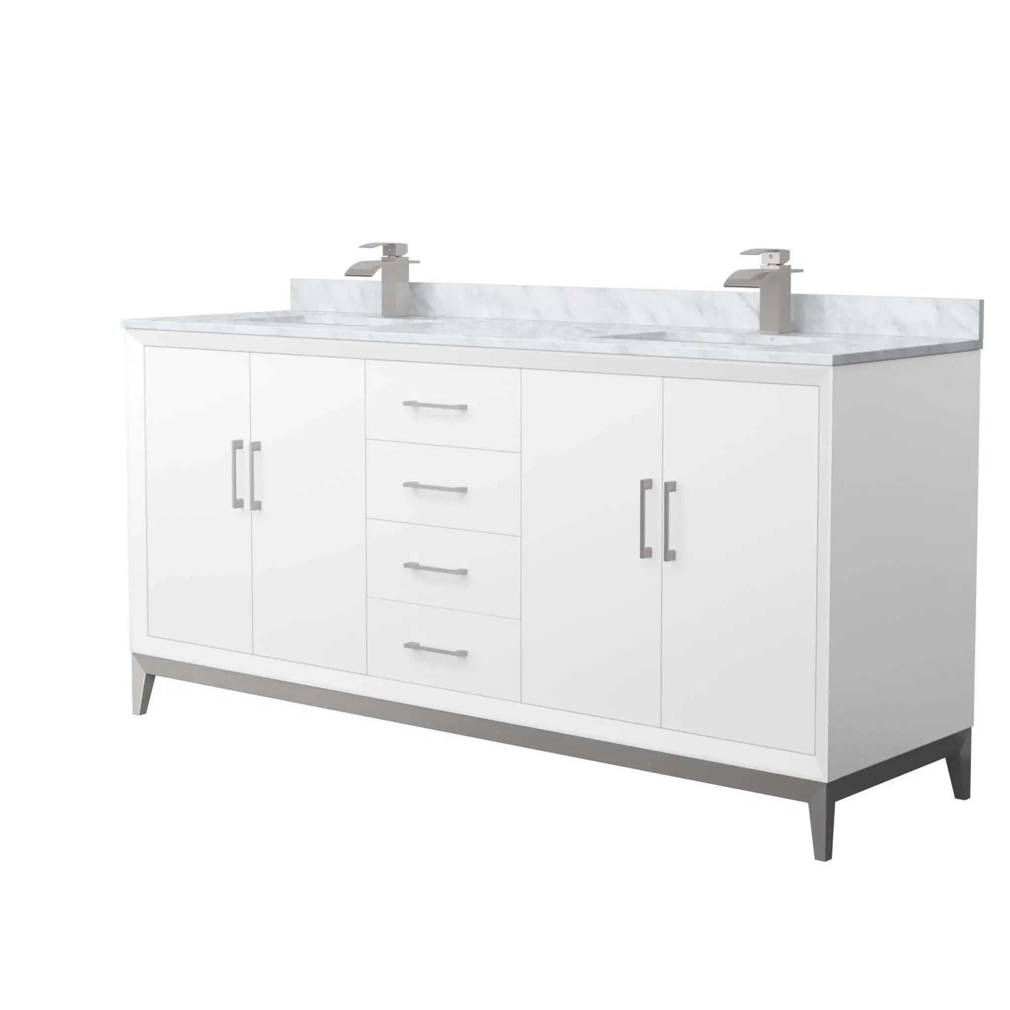 72" Amici Double Bathroom Vanity in White with Brushed Nickel Trim by Wyndham