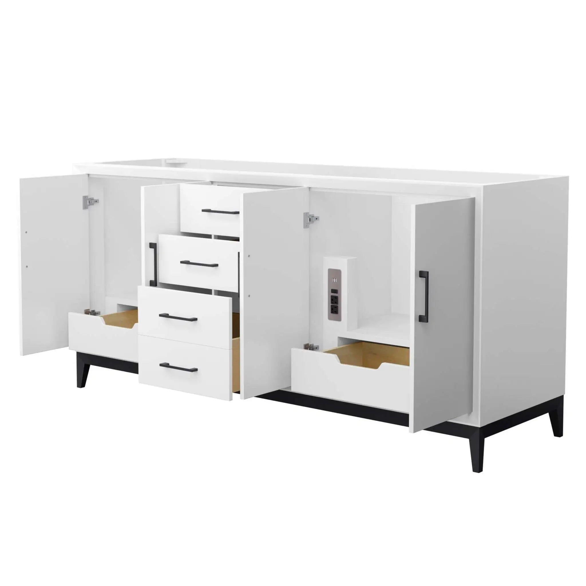 72" Amici Double Bathroom Vanity in White with Matte Black Trim by Wyndham