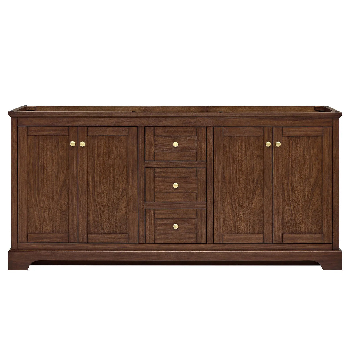 72" Avery Double Bathroom Vanity Dark Walnut Brushed Gold Trim by wyndham View 41