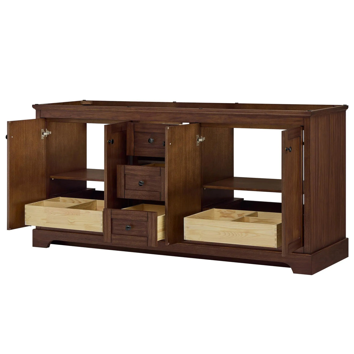 72" Avery Double Bathroom Vanity Dark Walnut Matte Black Trim by wyndham View 42