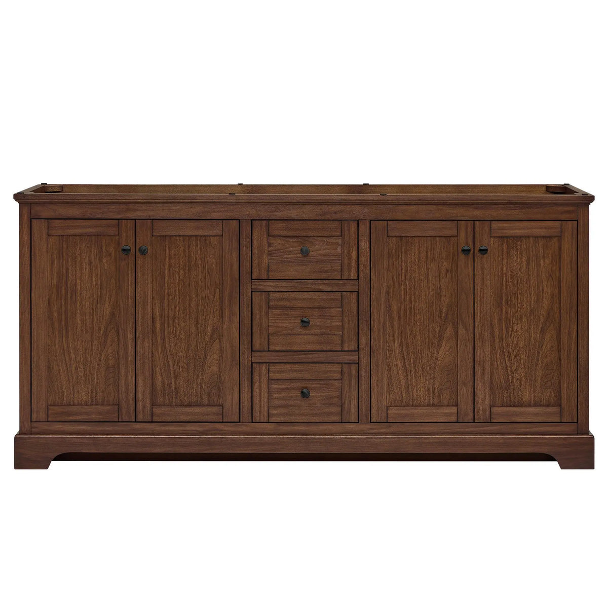 72" Avery Double Bathroom Vanity Dark Walnut Matte Black Trim by wyndham View 41