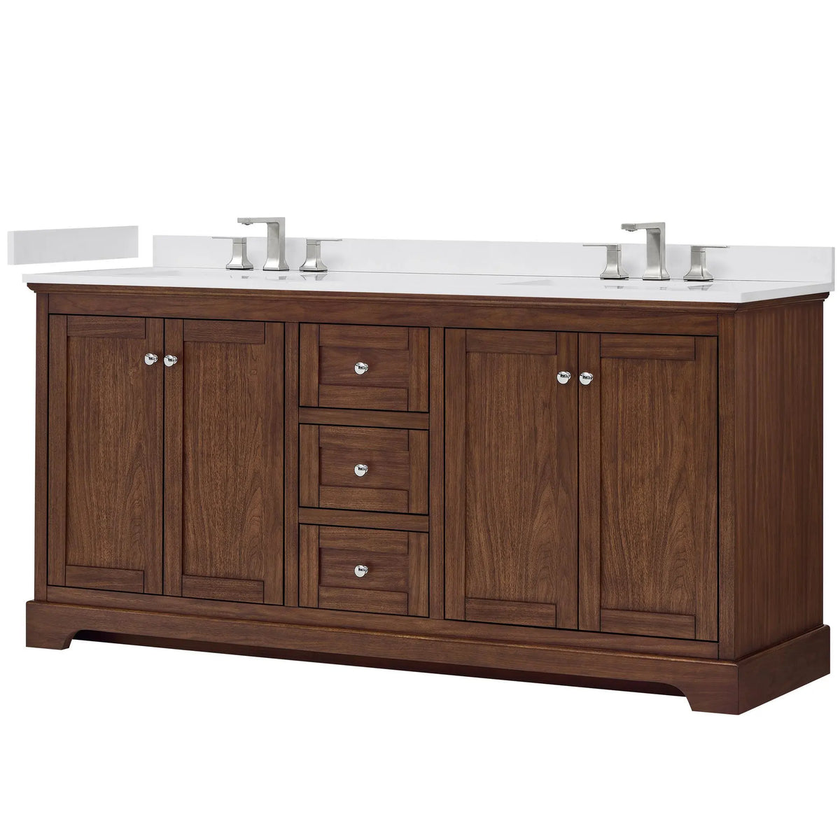 72" Avery Double Bathroom Vanity Dark Walnut Polished Chrome Trim by wyndham View 20