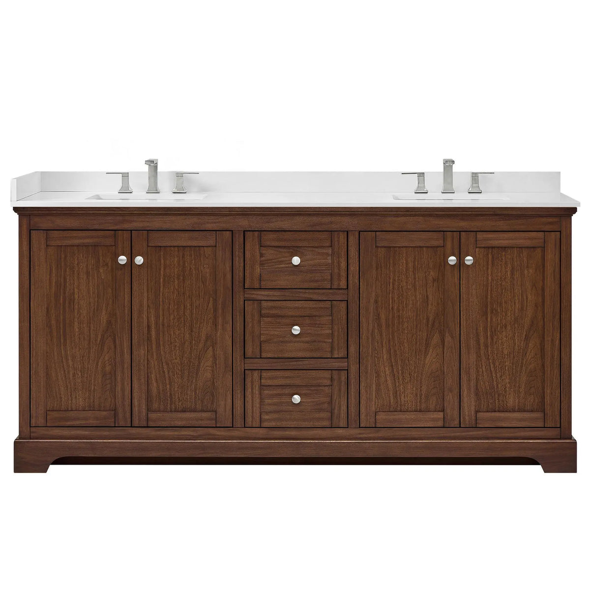 72" Avery Double Bathroom Vanity Dark Walnut Polished Chrome Trim by wyndham View 31