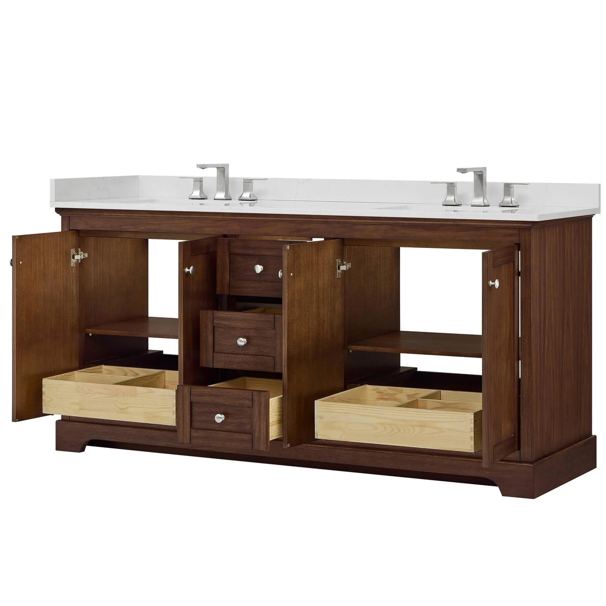 72" Avery Double Bathroom Vanity Dark Walnut Polished Chrome Trim by wyndham View 38