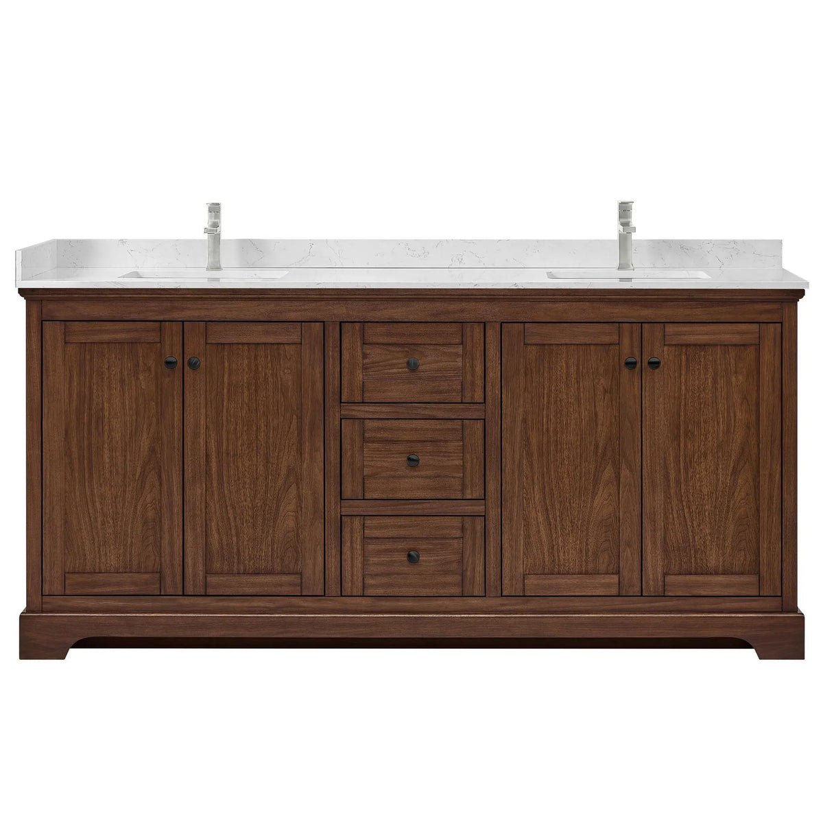 72" Avery Double Bathroom Vanity Dark Walnut Polished Chrome Trim by wyndham View 1