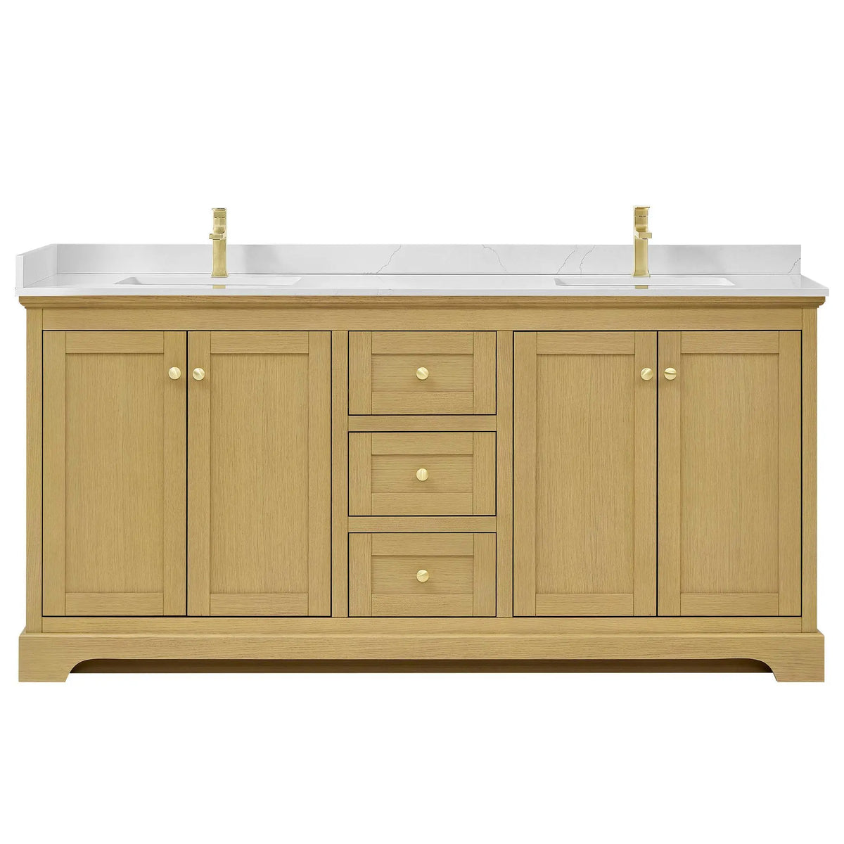 72" Avery Double Bathroom Vanity Honey Oak Brushed Gold Trim by wyndham View 11