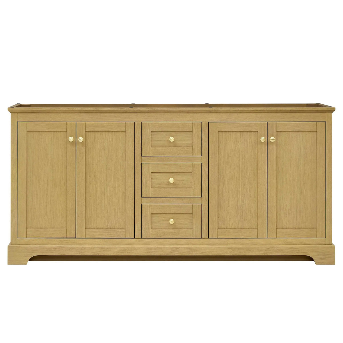 72" Avery Double Bathroom Vanity Honey Oak Brushed Gold Trim by wyndham View 41