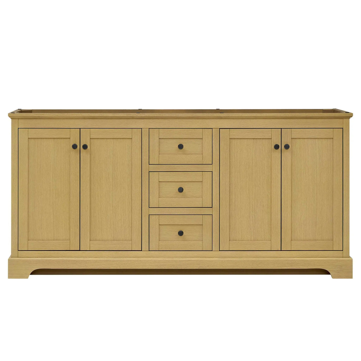 72" Avery Double Bathroom Vanity Honey Oak Matte Black Trim by wyndham View 41