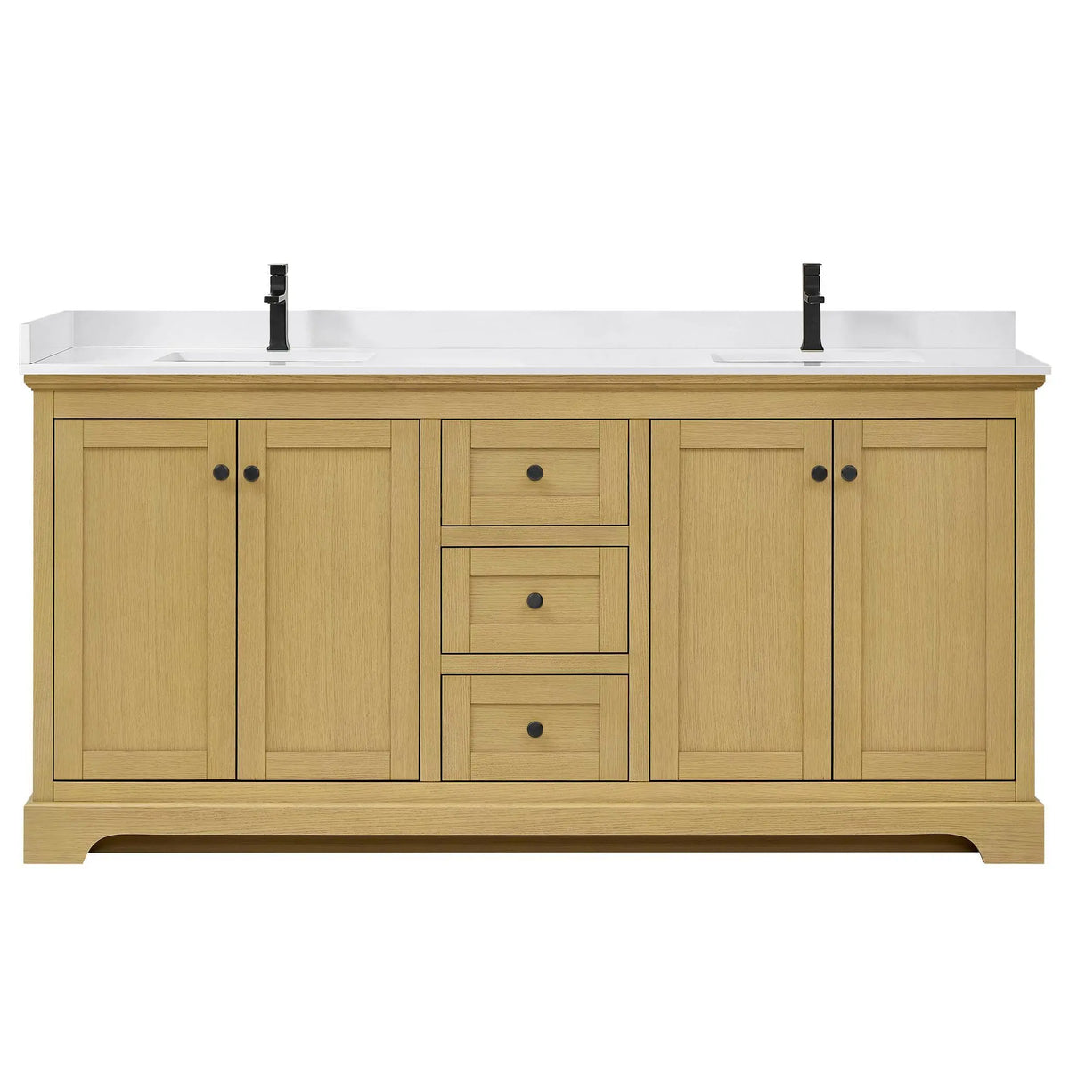 72" Avery Double Bathroom Vanity Honey Oak Matte Black Trim by wyndham View 21