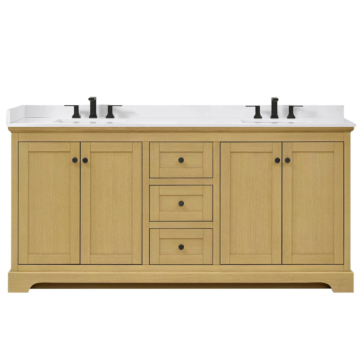 72" Avery Double Bathroom Vanity Honey Oak Matte Black Trim by wyndham View 26