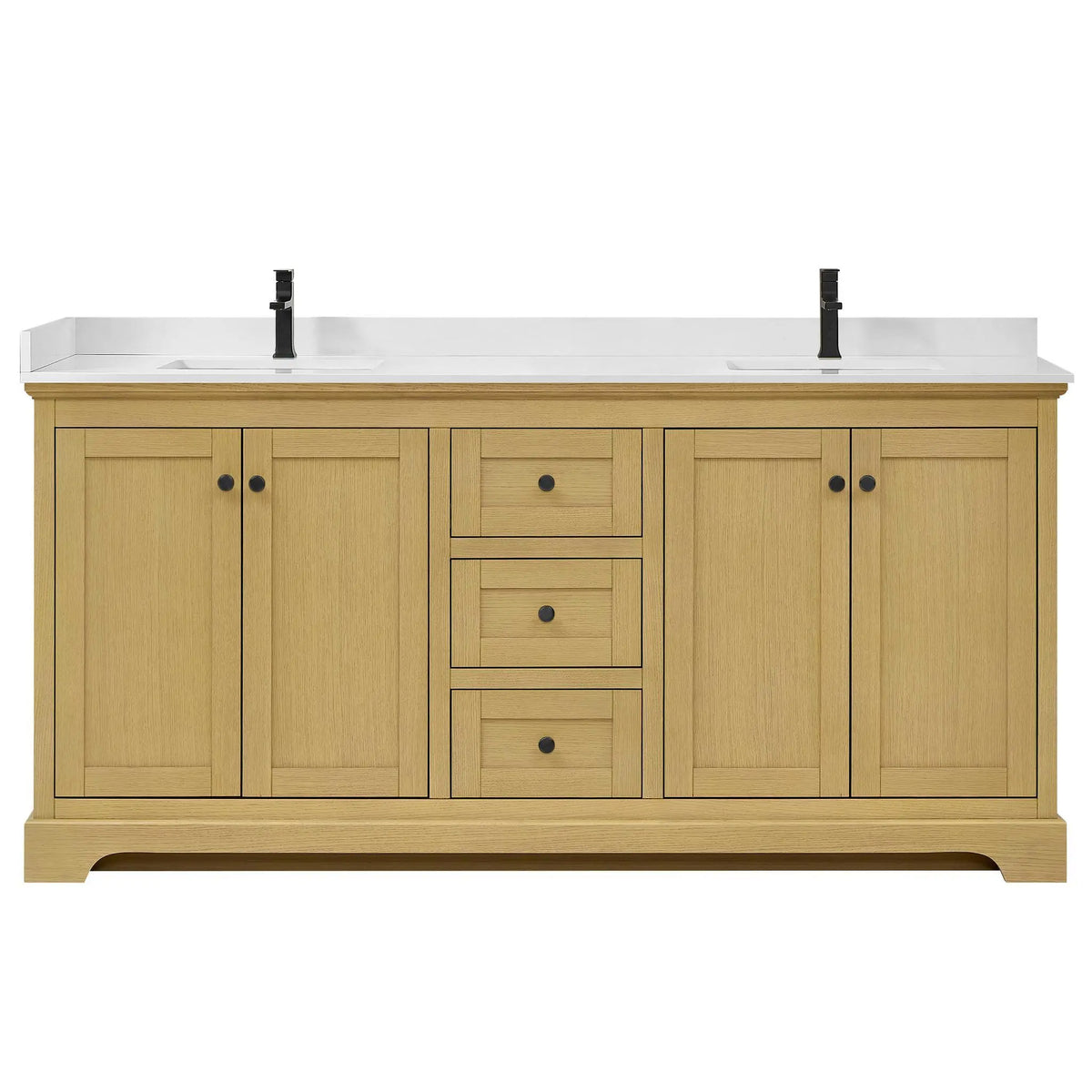 72" Avery Double Bathroom Vanity Honey Oak Matte Black Trim by wyndham View 31