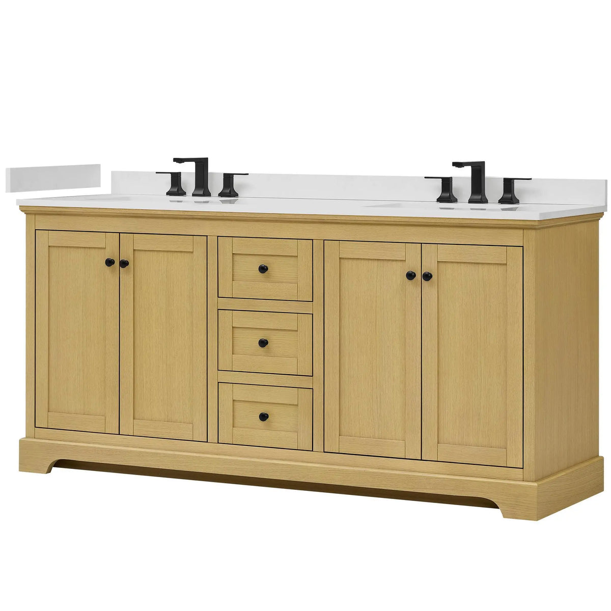 72" Avery Double Bathroom Vanity Honey Oak Matte Black Trim by wyndham View 40