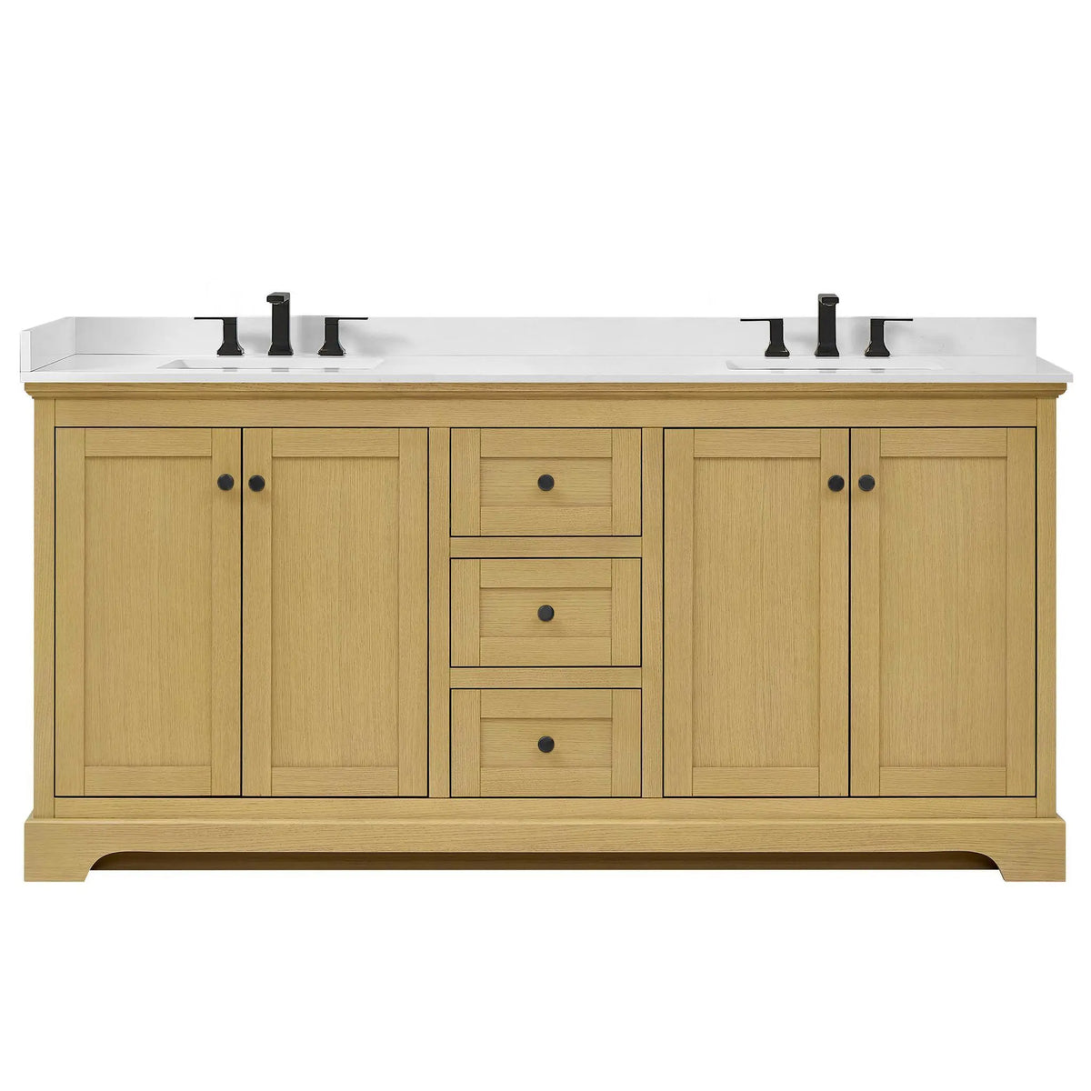 72" Avery Double Bathroom Vanity Honey Oak Matte Black Trim by wyndham View 36
