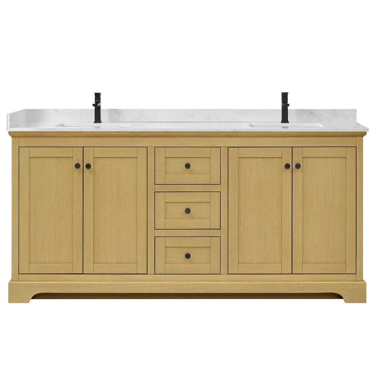 72" Avery Double Bathroom Vanity Honey Oak Matte Black Trim by wyndham View 1